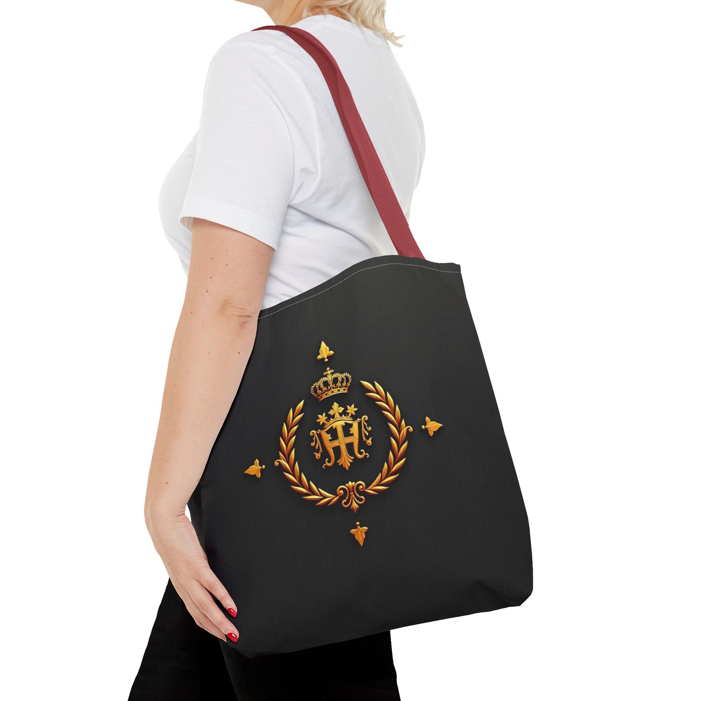 Luxurious Gold Emblem Tote Bag | Chic Shoulder Bag, Everyday Carryall, Great Gift for Her, Eco-Friendly Shopping Bag - Gold Crest