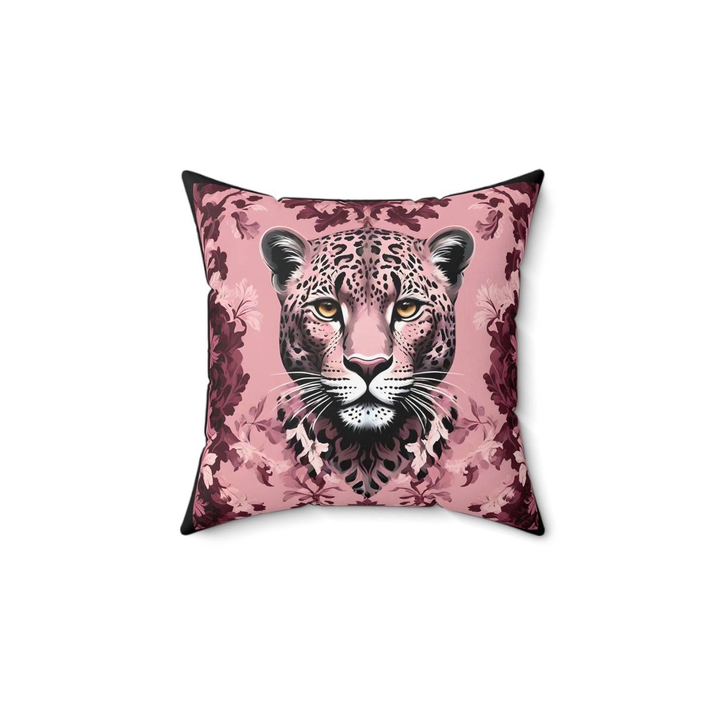 Elegant Pink Leopard Print Square Pillow - Stylish Home Decor