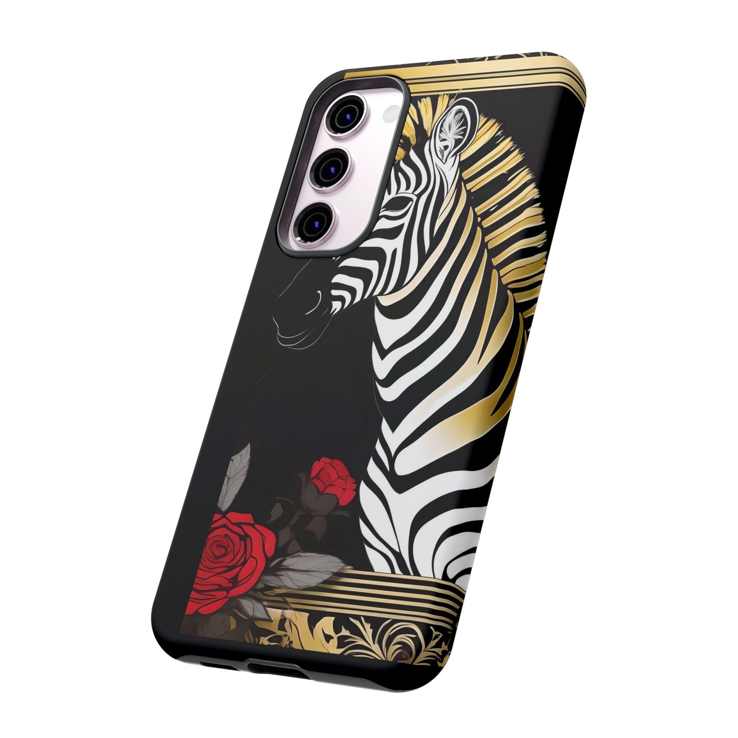 Phone Case - Elegant Zebra & Roses Design