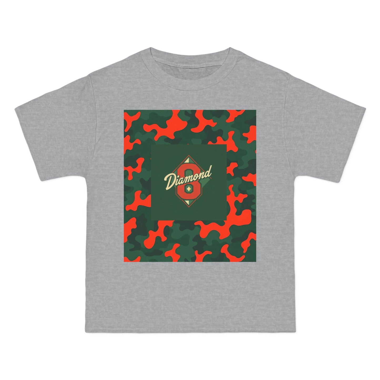 Camo Graphic Tee, Unisex, Trendy Streetwear, Stylish Summer Top, Perfect for Casual Outings - Green & Orange Camo Diamond 8