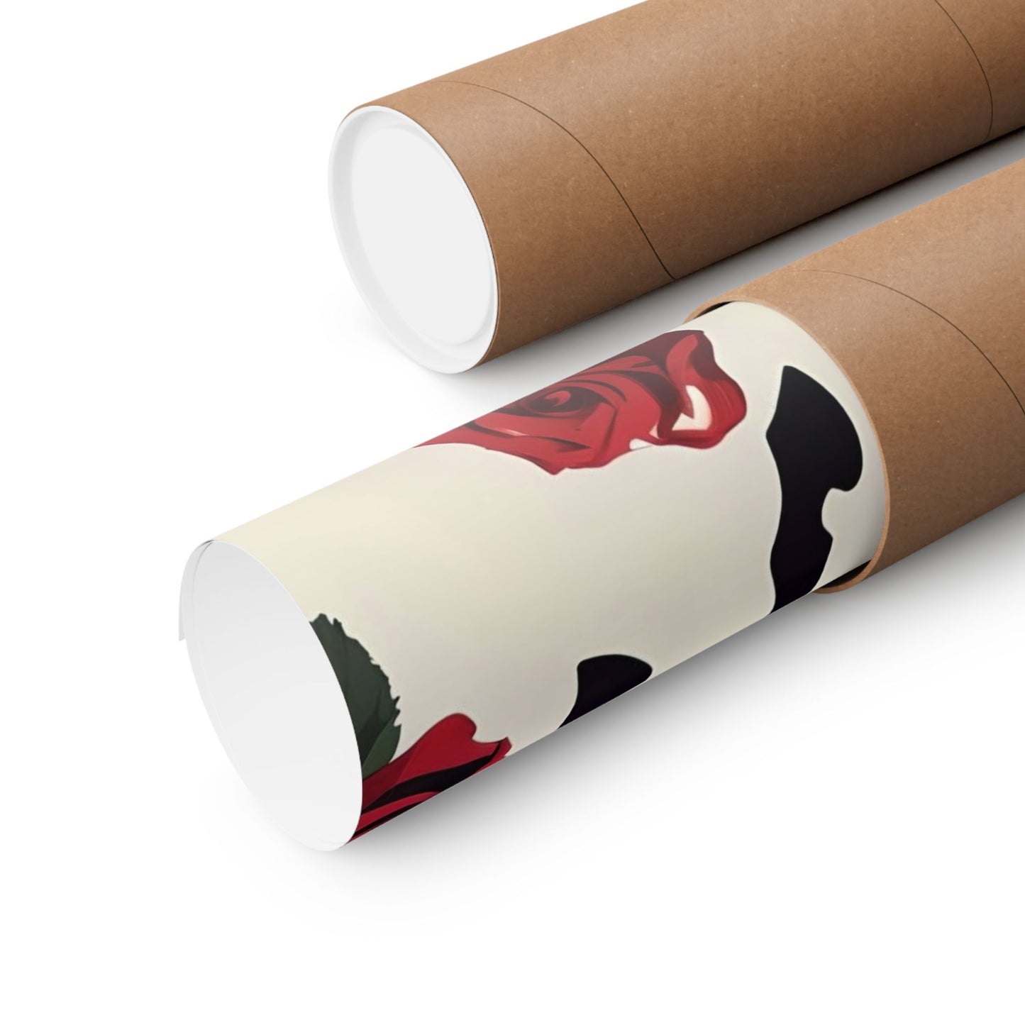 Floral Motif Art Poster - Elegant Matte Vertical Wall Decor - Horse & Roses