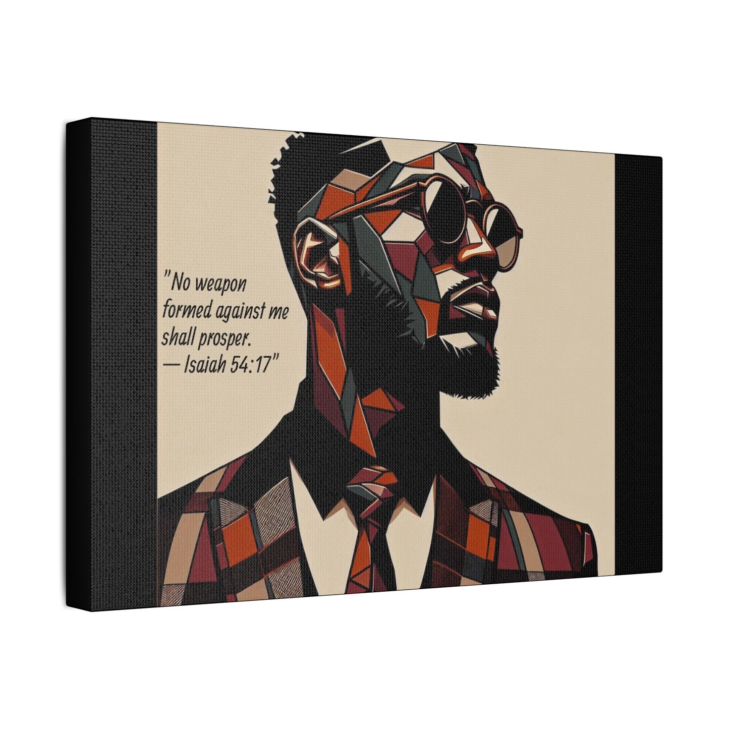 Afro Art Print Canvas, Wall Decor, Satin Stretched Canvas, African American Art, Office Decor, Home Decor - Isaiah 54:17