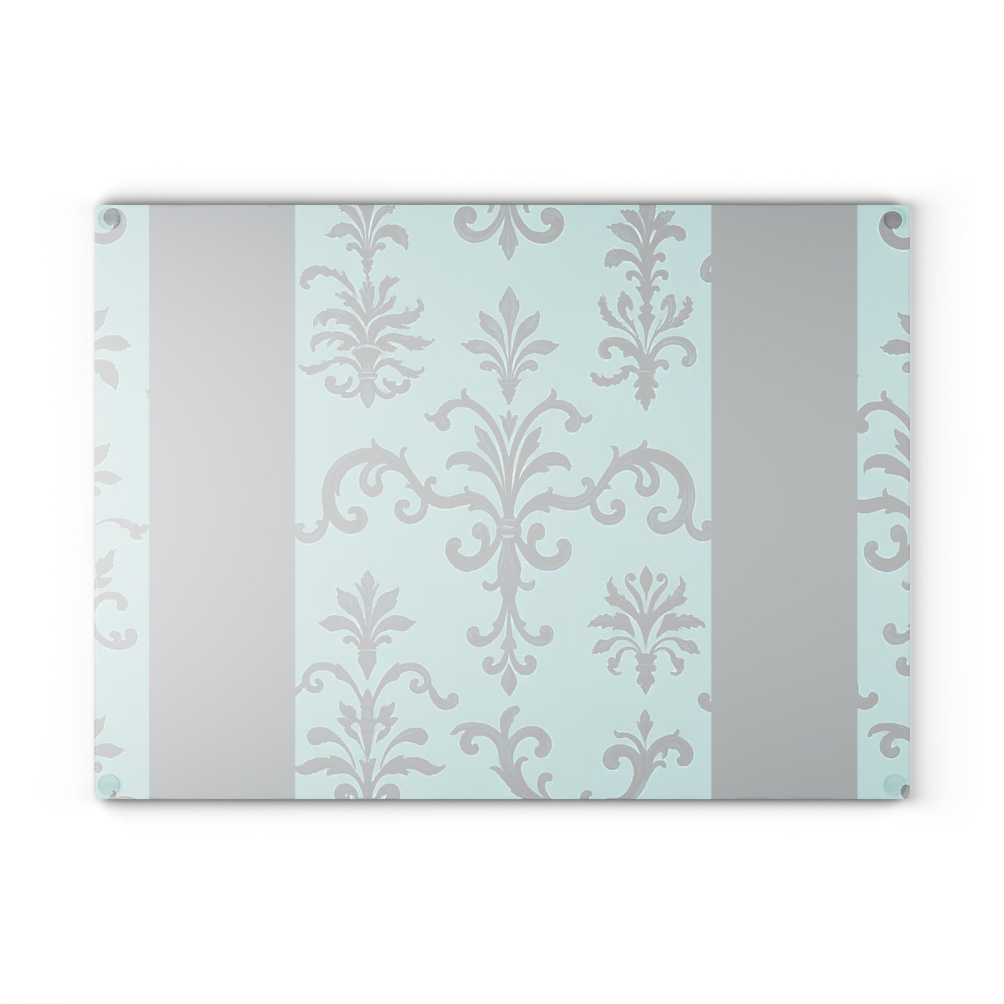 Elegant Glass Cutting Board - Kitchen Decor, Wedding Gift, Home Cooking, Stylish Homeware, Gift for Chefs - Teal Striped Rococo