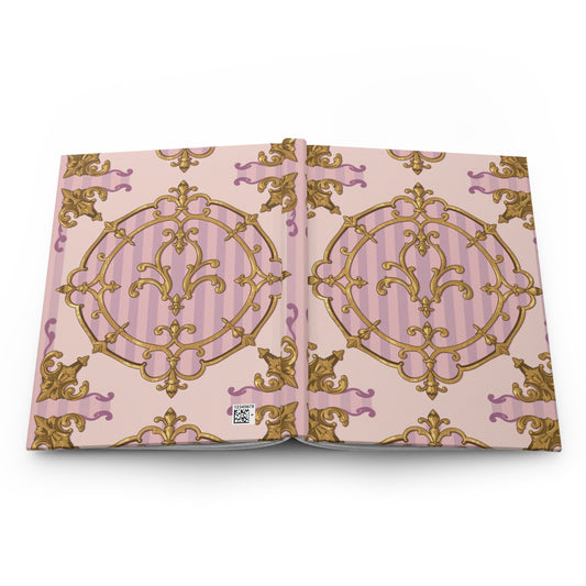 Elegant Lavender & Alabaster Striped Gold Baroque Hardcover Journal - Vintage Decor, Personal Diary, Gift for Her, Writing Notebook, Planner