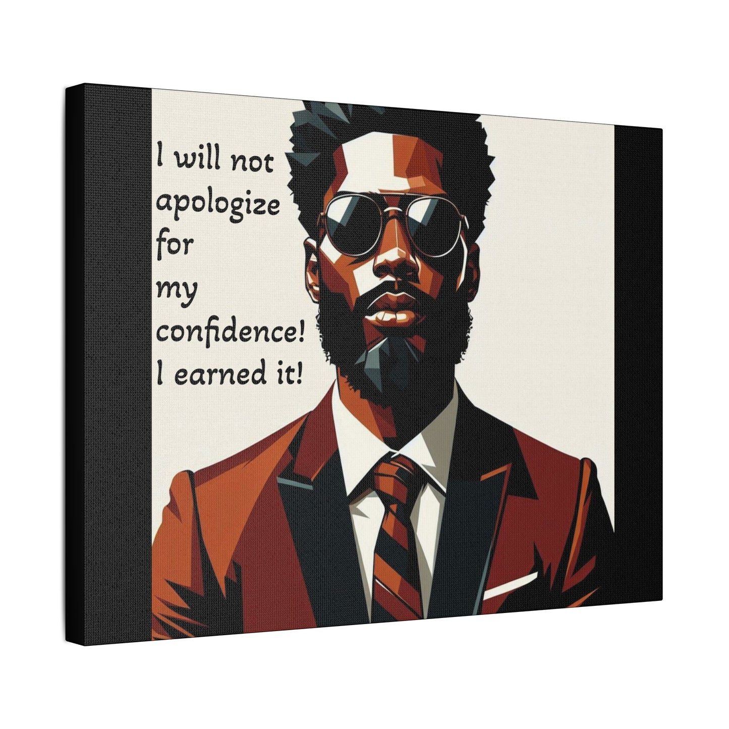 Afro Art Print Canvas, Wall Decor, Satin Stretched Canvas, African American Art, Office Decor, Home Decor - Confident Man In Suit
