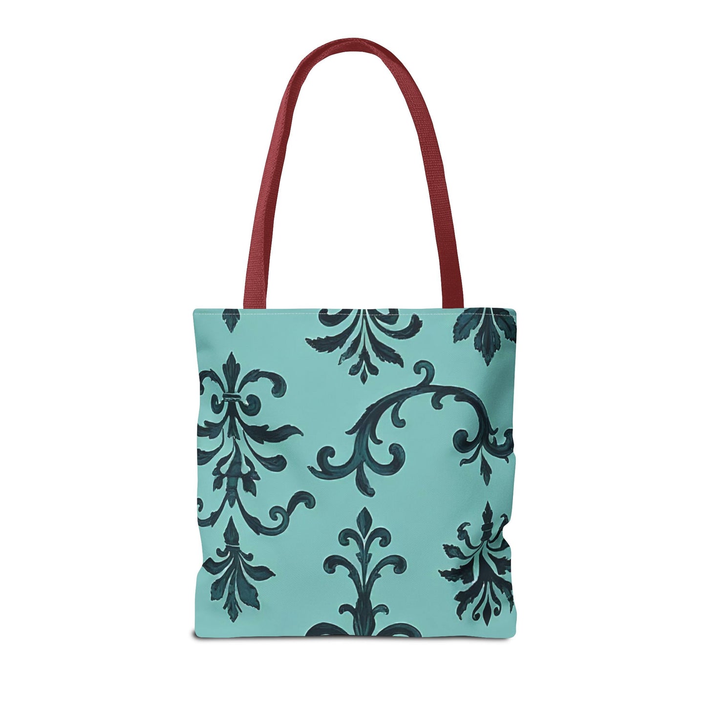 Chic Floral Tote Bag – Stylish Canvas Shopper, Gift for Her, Birthday Present, Everyday Use, Eco-Friendly, Floral Print - Teal Striped Rococo