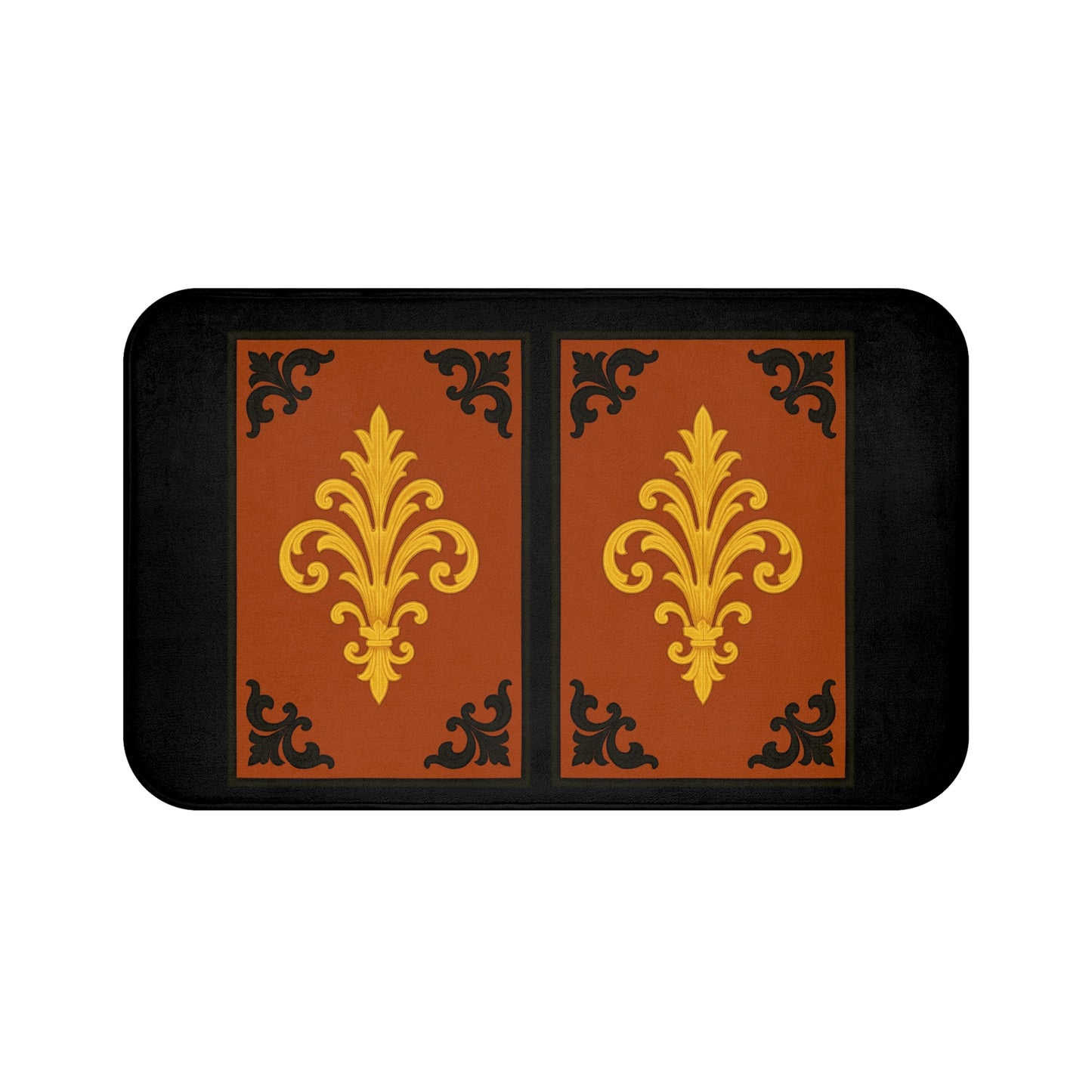 Dusk Terracotta Baroque Bath Mat — Classic Gold & Dusk Terracotta Bathroom Rug