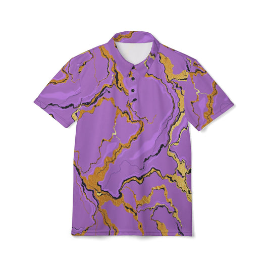 Stylish Lavender Marble Print Polo Shirt, Unisex Fashion Top, Trendy Casual Wear, Summer Fashion, Gift Idea for Him/Her