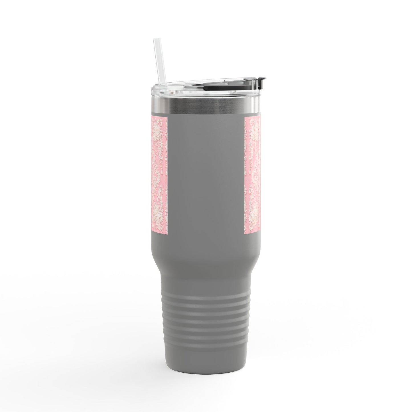 Pink Rococo 40oz Insulated Travel Mug – Pink Vintage Rococo Design