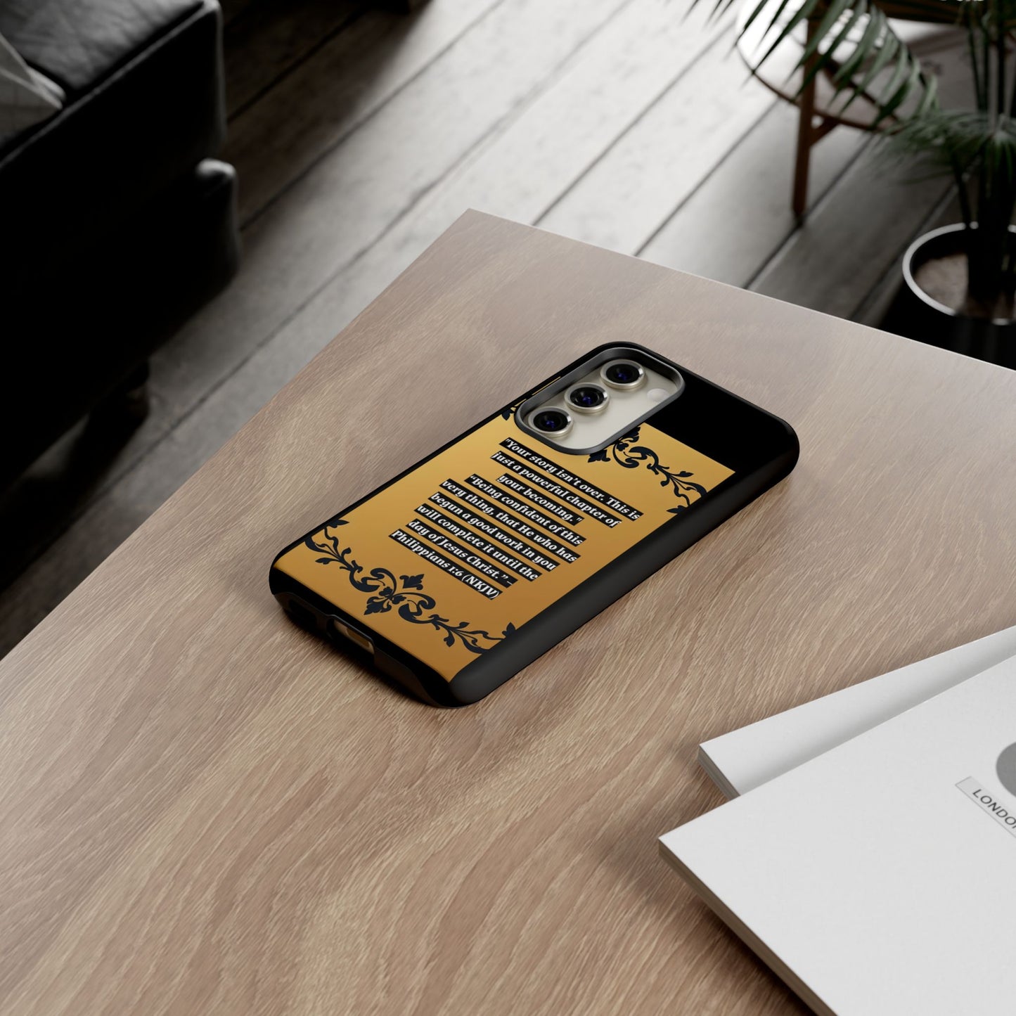 Elegant Floral Motif Phone Case - Tough Cases with Vintage Design - "Your story isn't over"