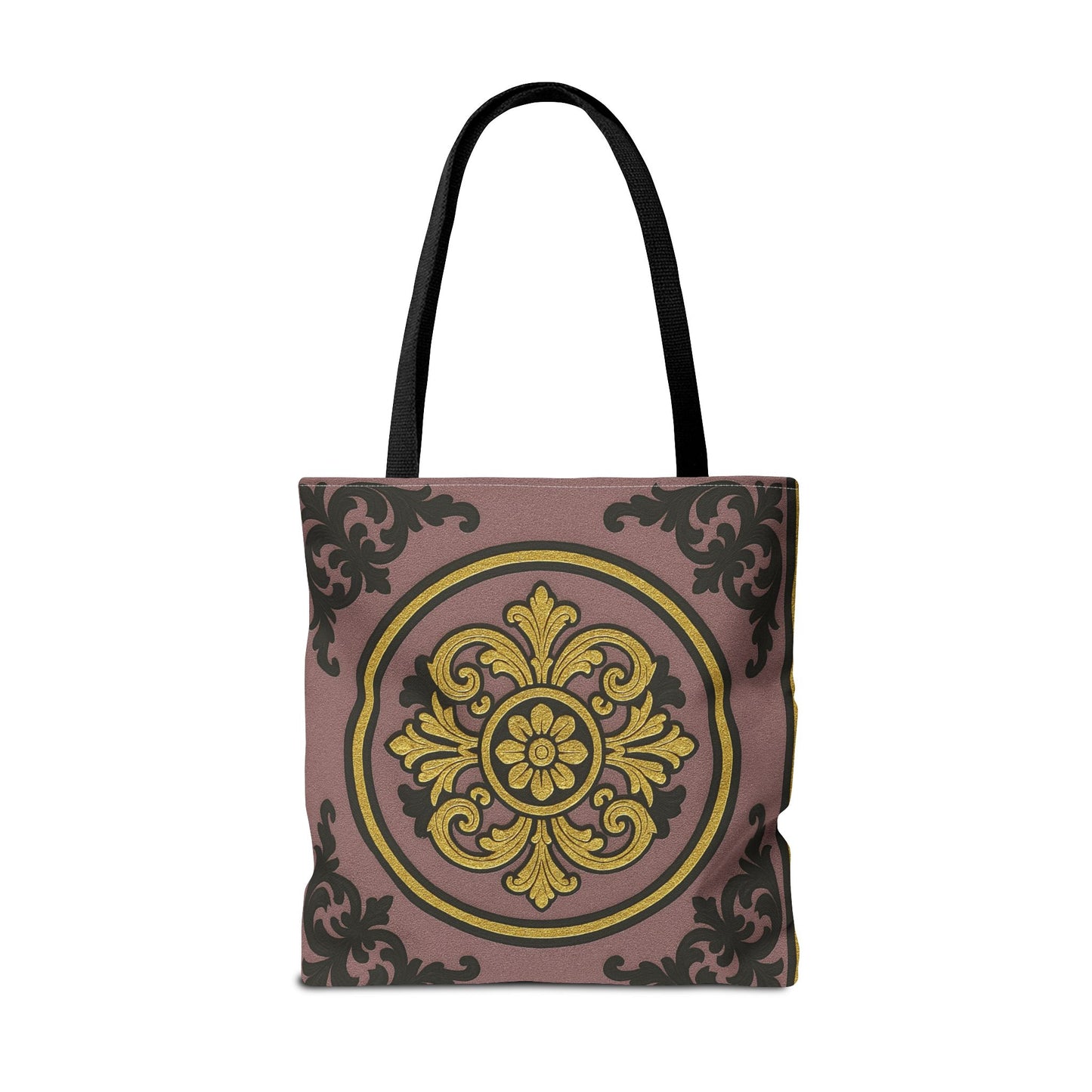 Elegant Gilded Mauve With Gold-Black Baroque Print Tote Bag, Reusable Shopping Tote, Gift for Her, Weekend Bag, Eco-Friendly Handbag