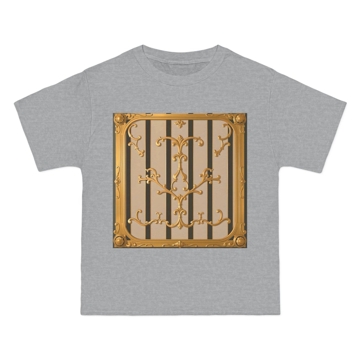 Beefy-T® Unisex Short-Sleeve T-Shirt - Beige Striped Gold Rococo