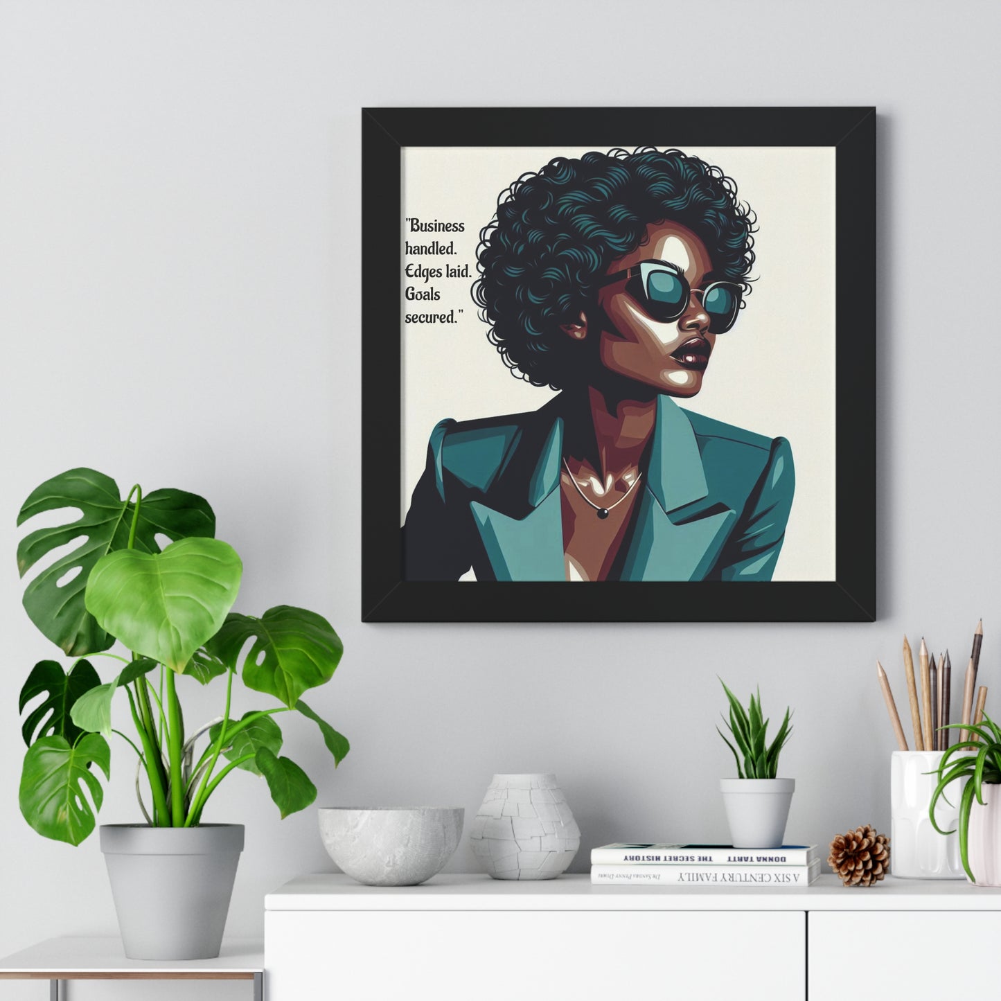 Stylish Framed Vertical Poster - Modern Art for Home Decor - "Business handled."
