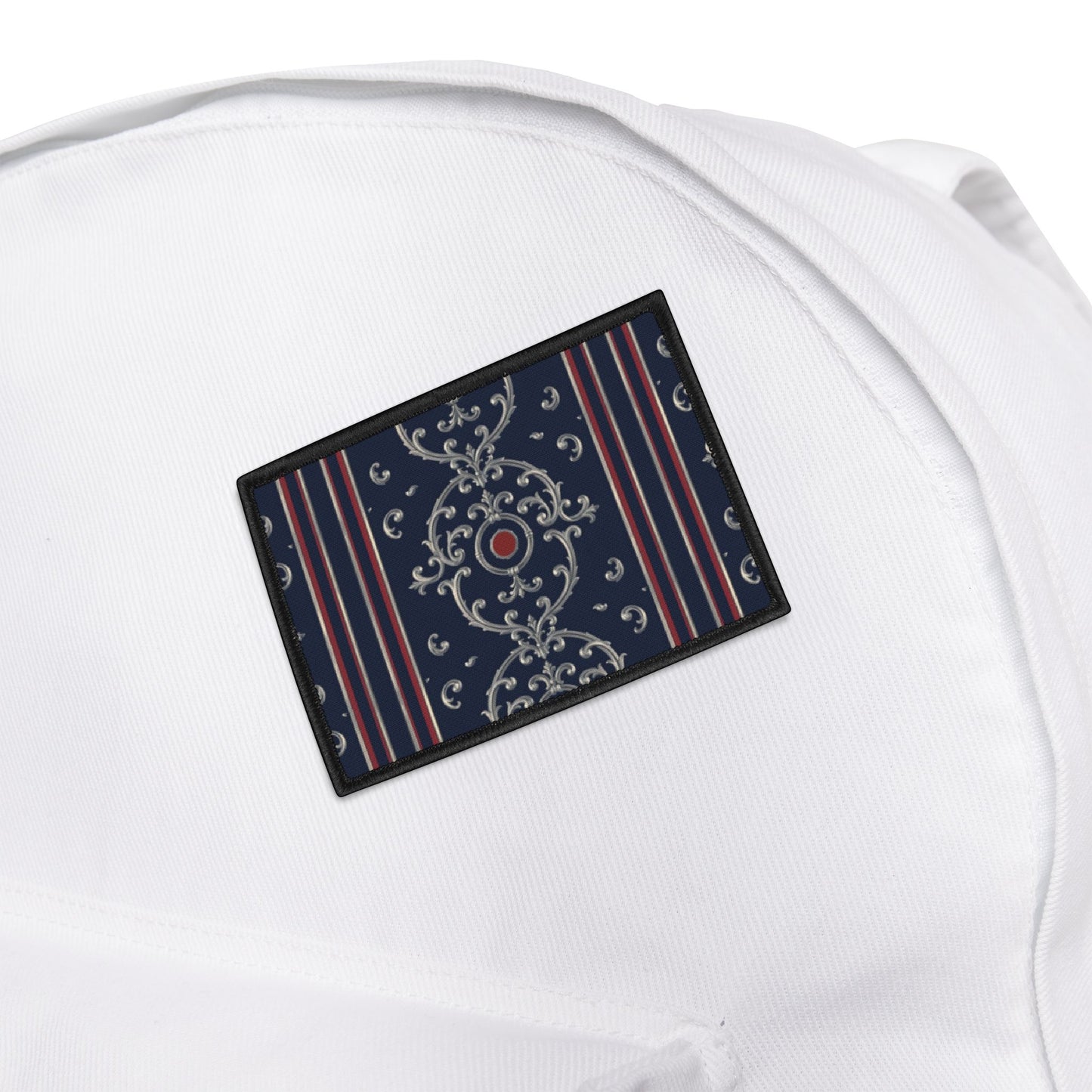 Stylish Iron-On Patches for Customization, Vintage Embroidered Patches, Denim Jacket Accessories - Blue & Red Silver Baroque