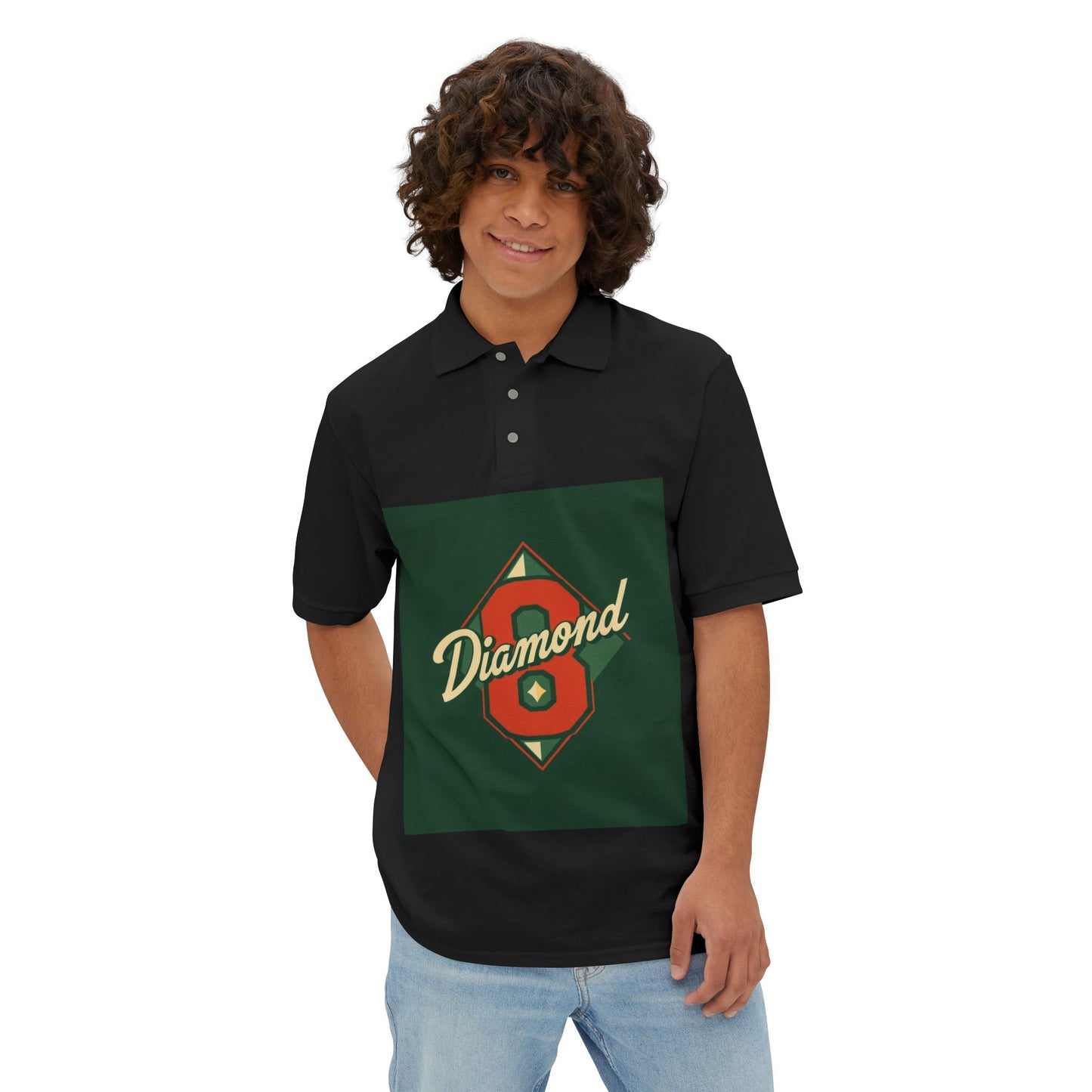 Vintage Baseball Diamond Polo Shirt, Men's Golf Shirt, Casual Summer Polo - Diamond 8