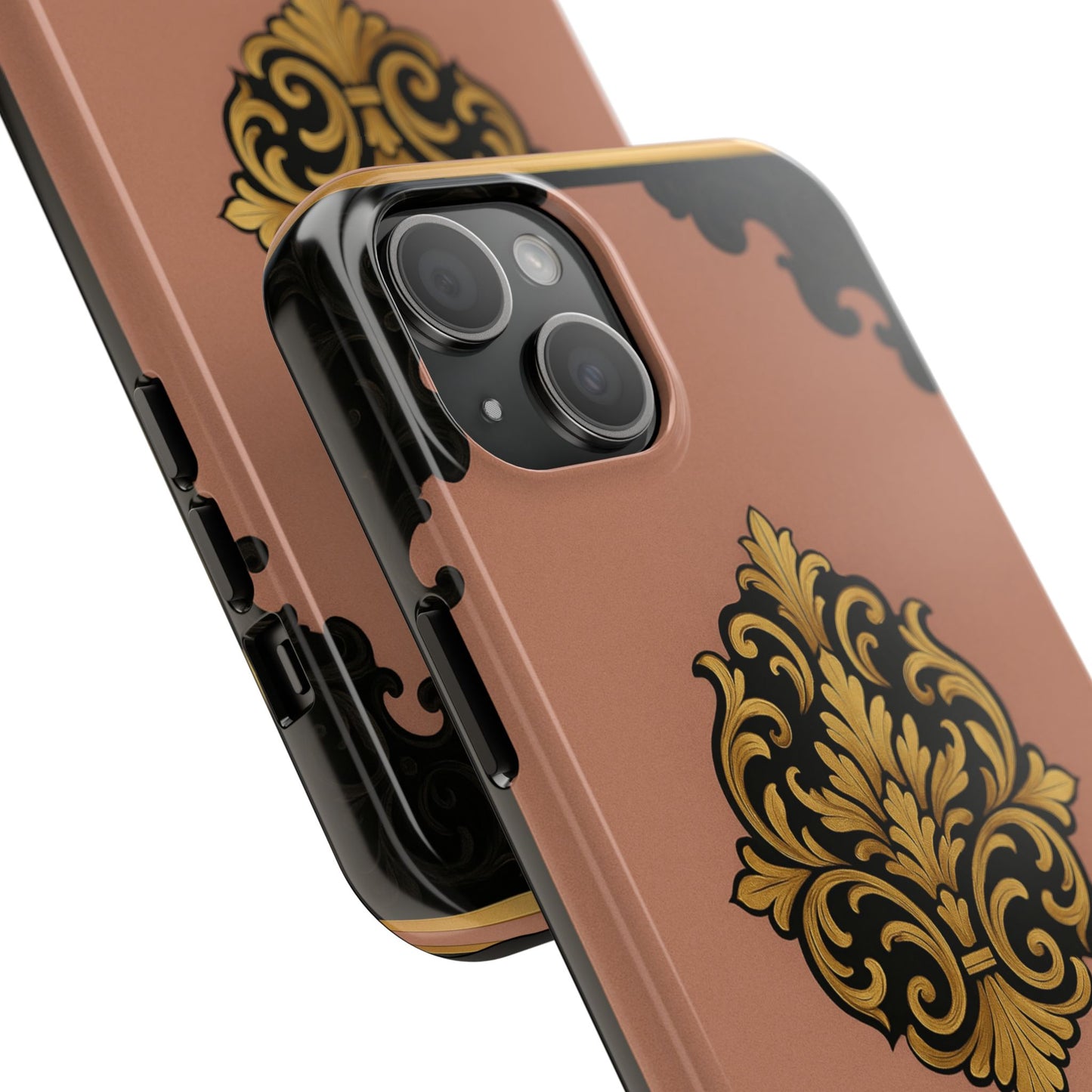 Mauve & Black-Gold Baroque Tough Phone Case — Ornate Protective iPhone Cover