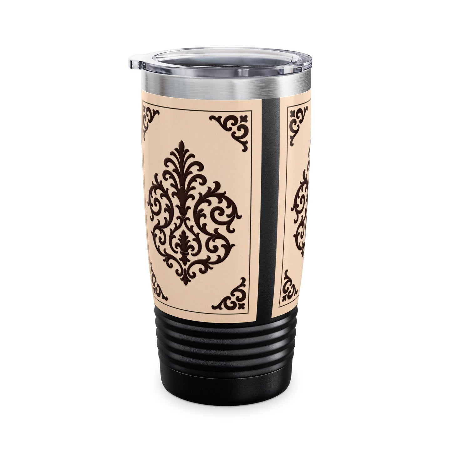 Almond-Beige & Brown Baroque 20oz Tumbler – Beige & Brown Insulated Travel Cup