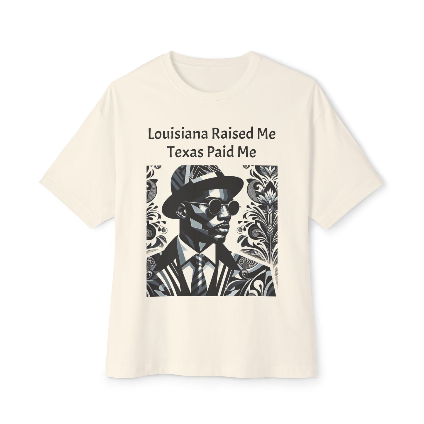 Louisiana and Texas Pride Oversized Tee, Unisex Graphic Tee, Casual Wear, Street Style, Gift for Music Lovers - Black Letters