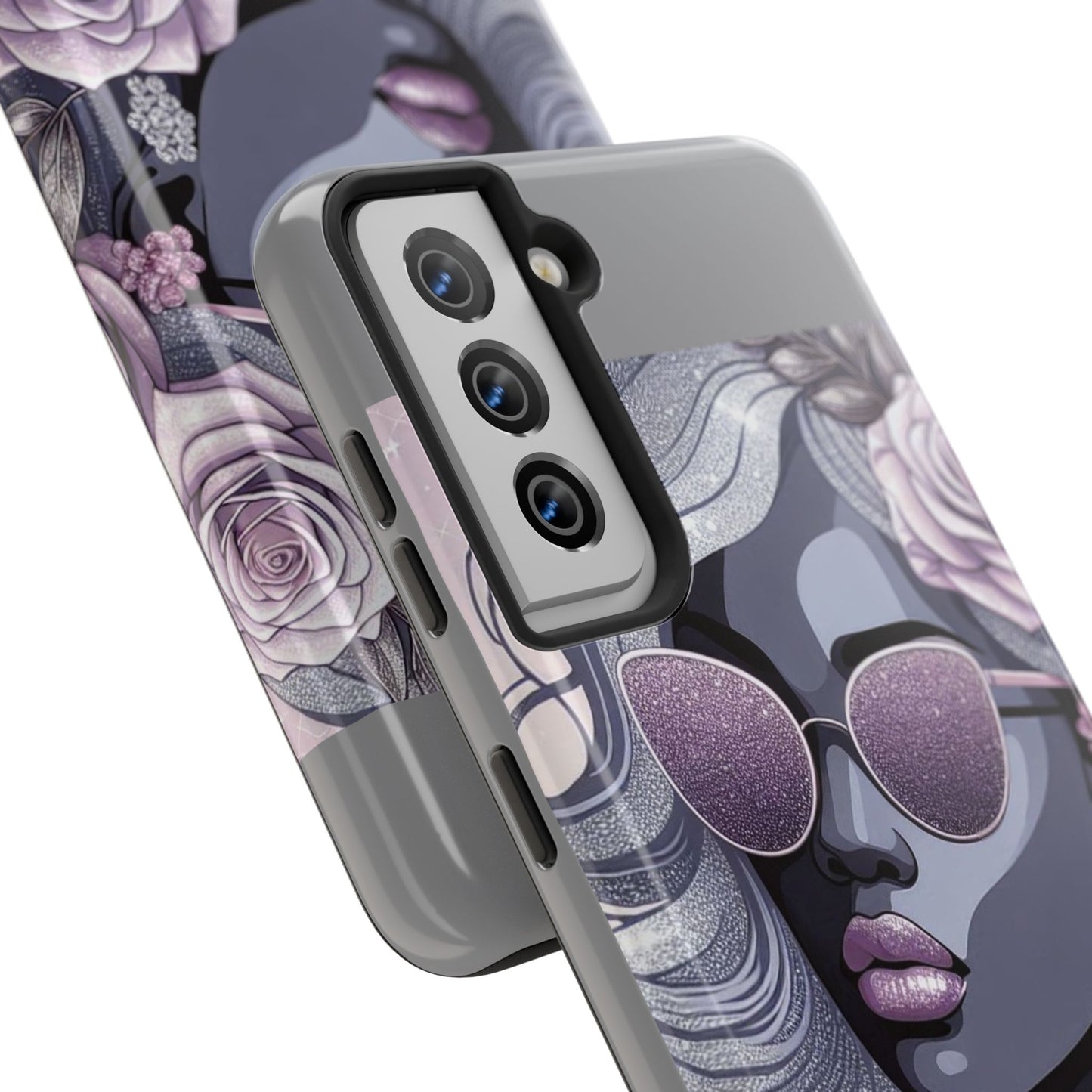 Glamorous Floral Tough Phone Case - Chic Protection for Trendsetters - Lilac & Lavender