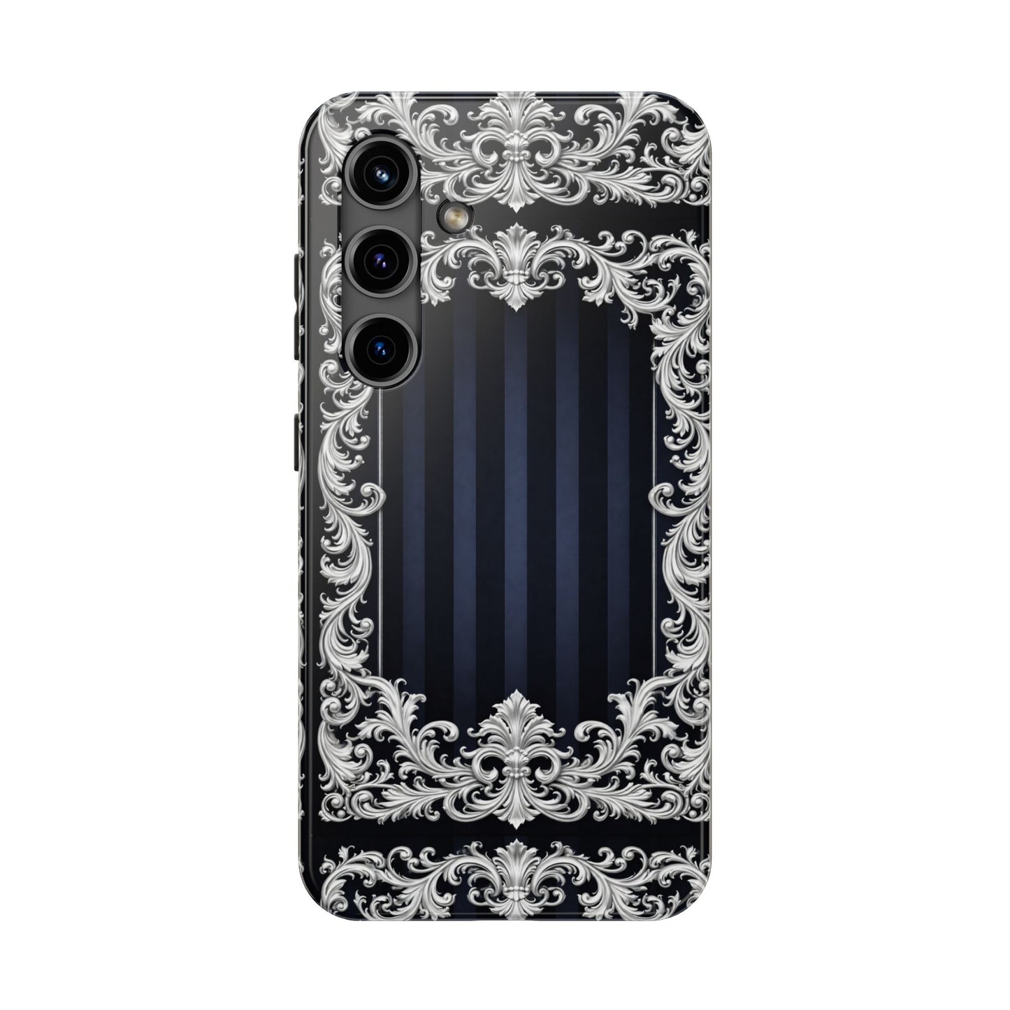 Navy Stripes & Baroque Tough Phone Case — Protective Decorative iPhone Case