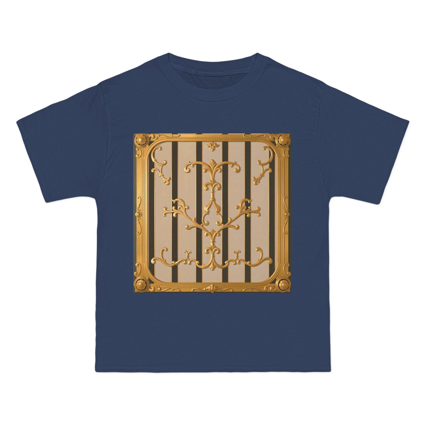 Beefy-T® Unisex Short-Sleeve T-Shirt - Beige Striped Gold Rococo