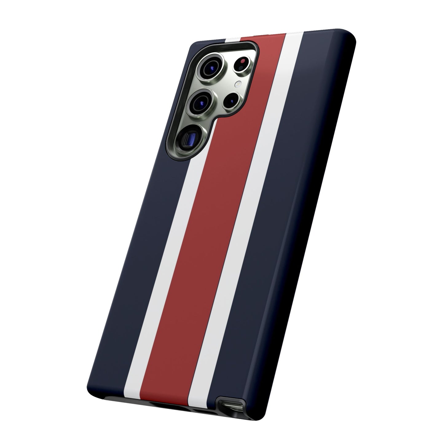 Lunar Midnight & Red-White Striped Stylish Phone Case - Tough Cases, Custom iPhone Cover, Sleek Phone Accessories, Gifts for Him/Her