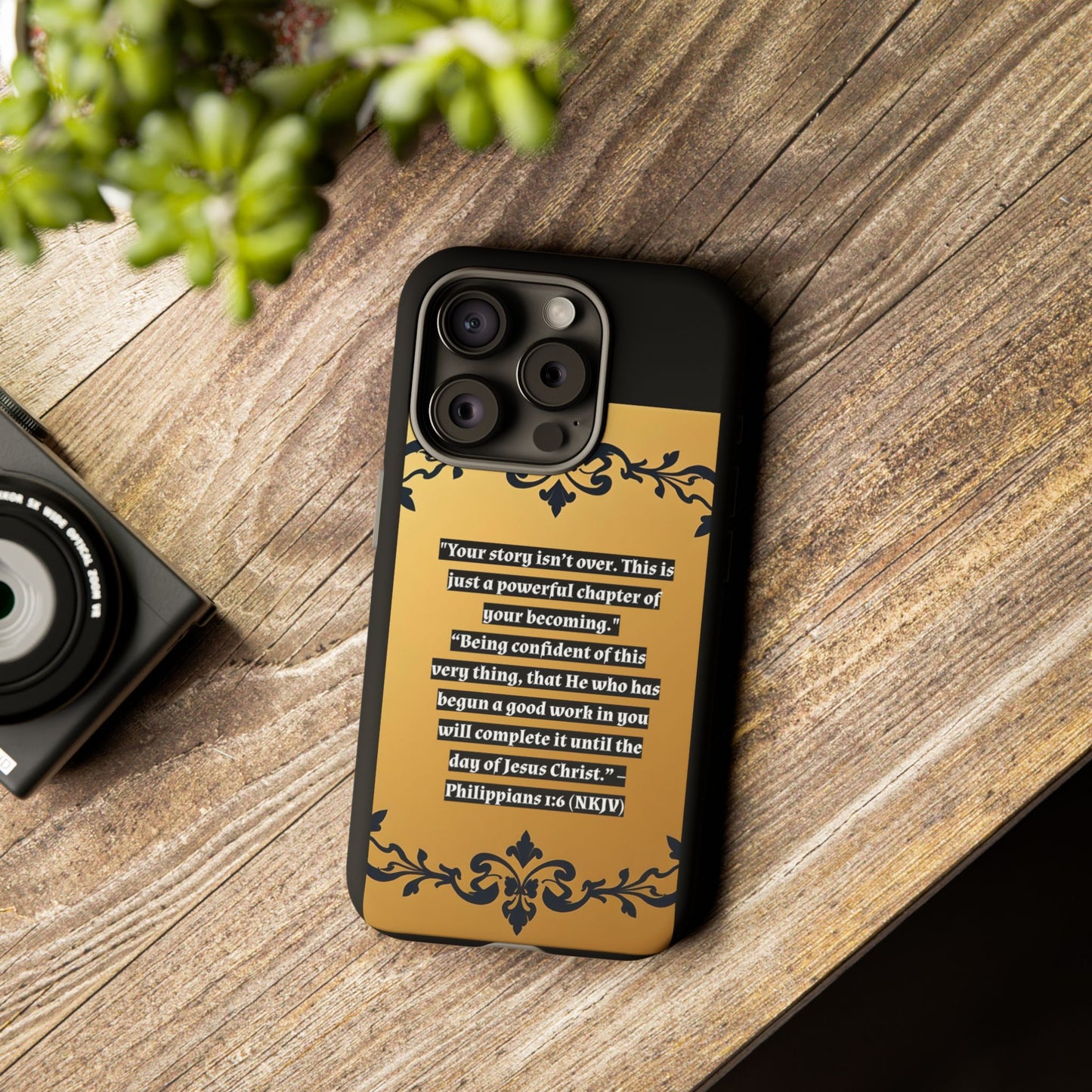 Elegant Floral Motif Phone Case - Tough Cases with Vintage Design - "Your story isn't over"