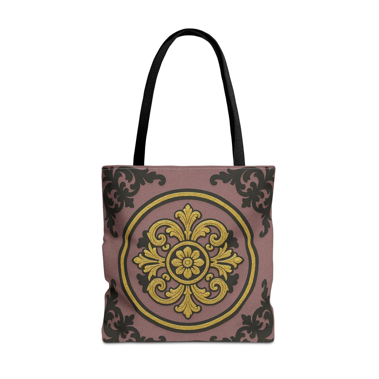 Elegant Gilded Mauve With Gold-Black Baroque Print Tote Bag, Reusable Shopping Tote, Gift for Her, Weekend Bag, Eco-Friendly Handbag
