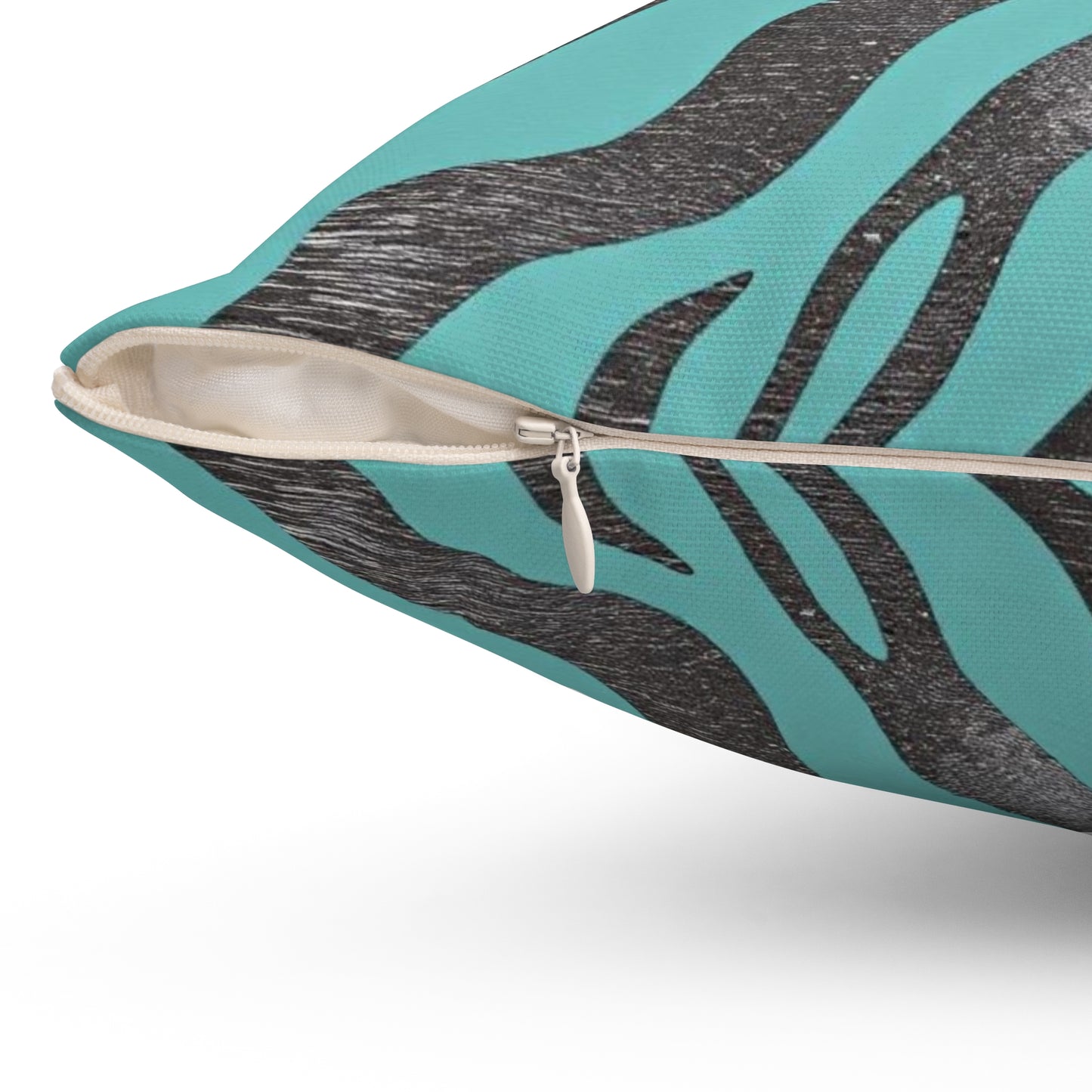 Aqua & Silver Zebra Print Throw Pillow