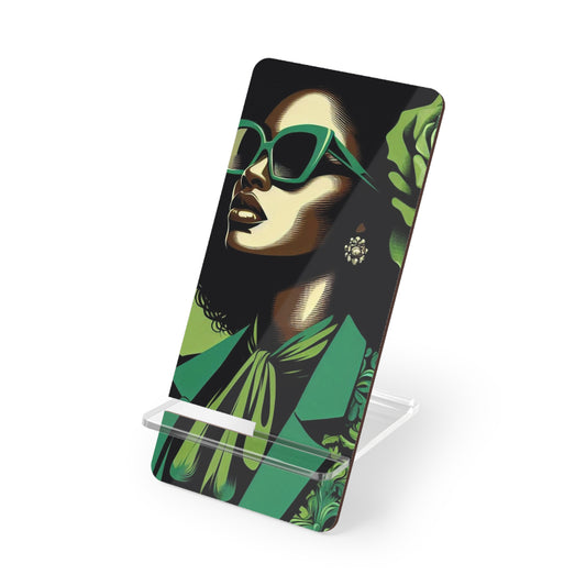Chic Smartphone Display Stand, Stylish Phone Holder, Desk Accessory, Modern Decor, Gift for Her, Office Essentials - Lady in Green Damask