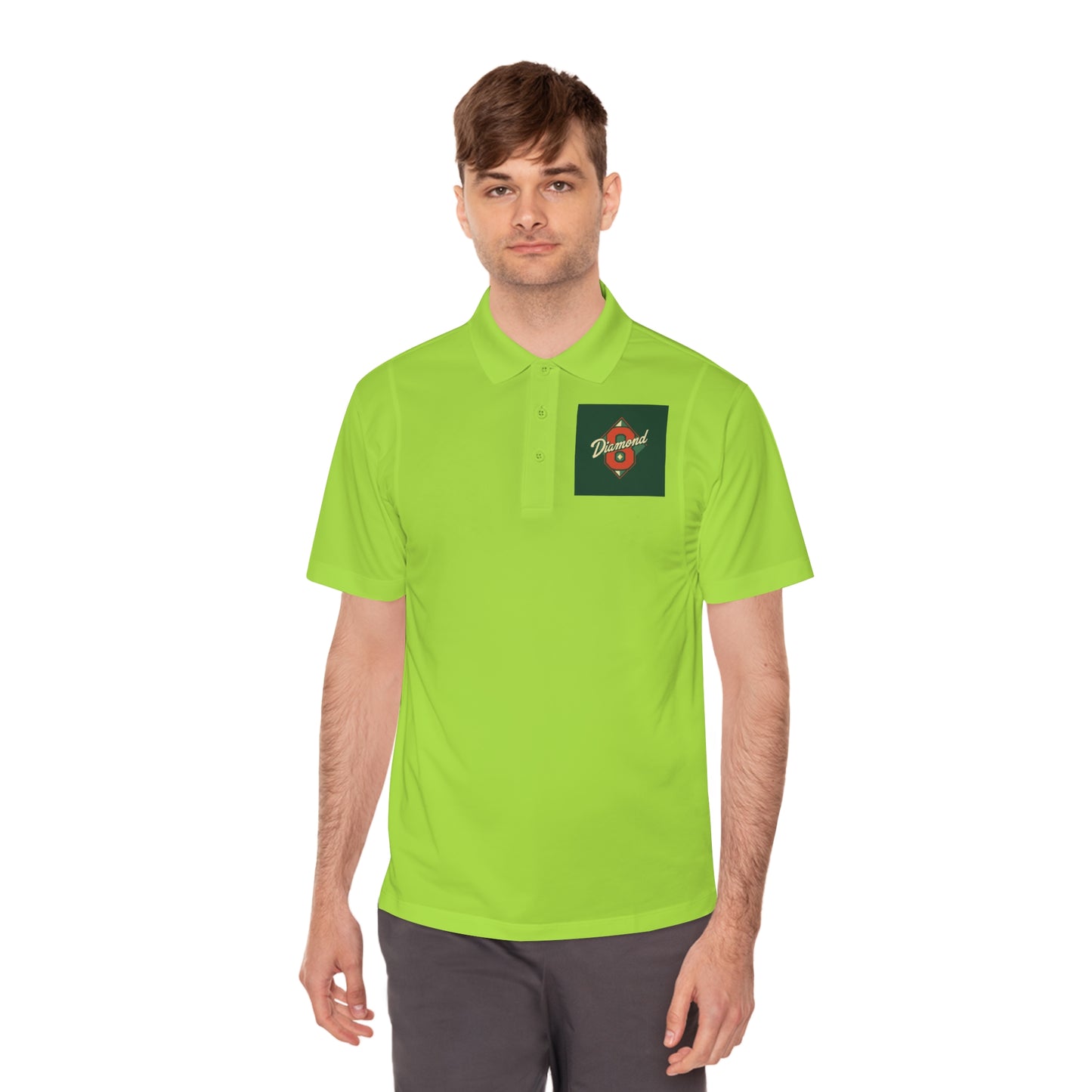 Men's Sport Polo Shirt with Green Design, Casual Wear, Gym Apparel, Outdoor Events, Golf Shirt, Father's Day Gift - Diamond 8
