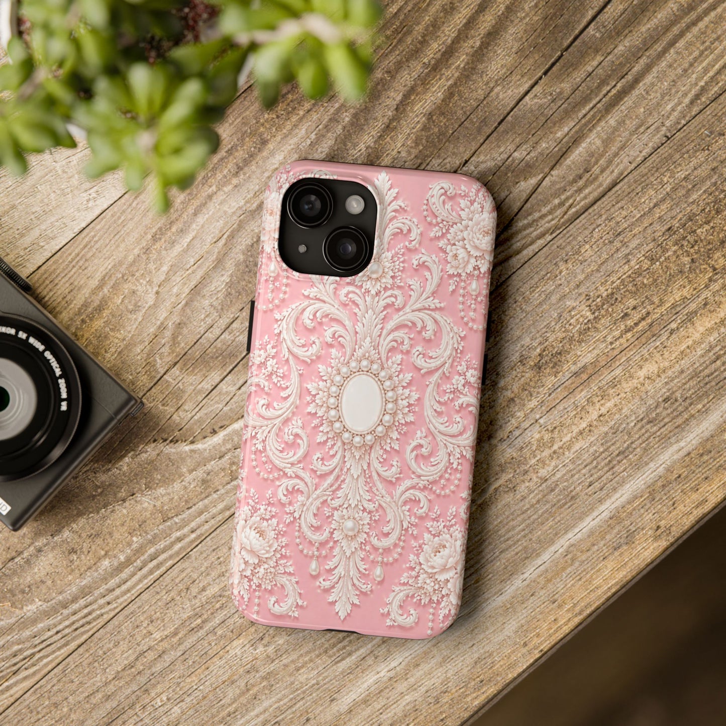 Pink Rococo Elegant Floral Tough Phone Case - Pink Vintage Design