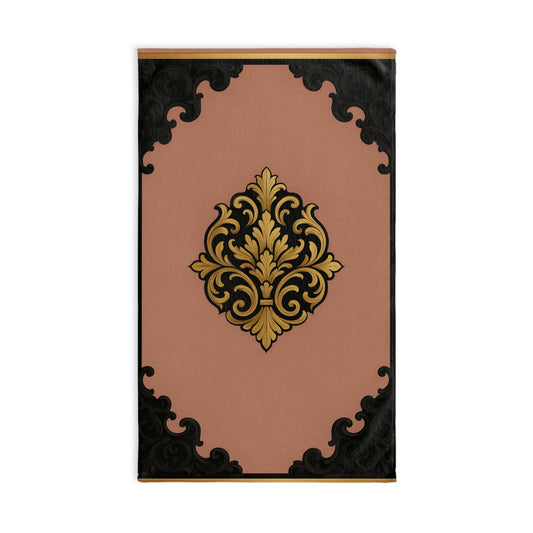 Mauve & Black-Gold Baroque Elegant Vintage Hand Towel with Floral Design, Kitchen Decor, Gift for Hostess, Bathroom Essentials, Wedding Gift