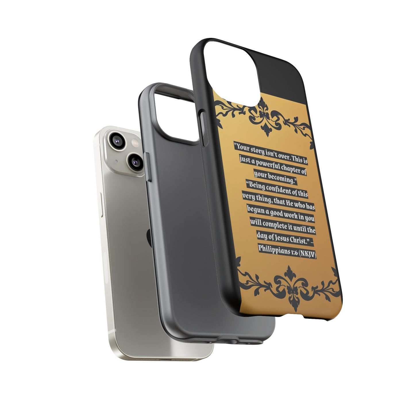 Elegant Floral Motif Phone Case - Tough Cases with Vintage Design - "Your story isn't over"