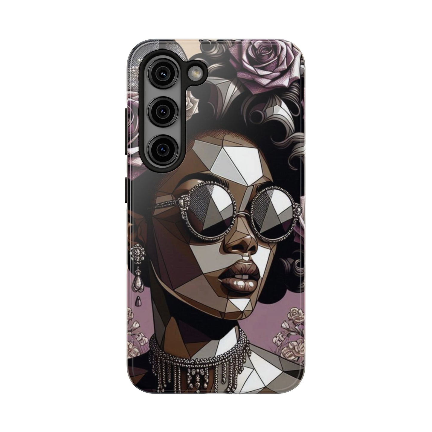 Chic Geometric Phone Case, Stylish Tough Case for Women, Unique Gift, Floral Design, Modern Accessories for Everyday Use - Lilac Baroque Lady