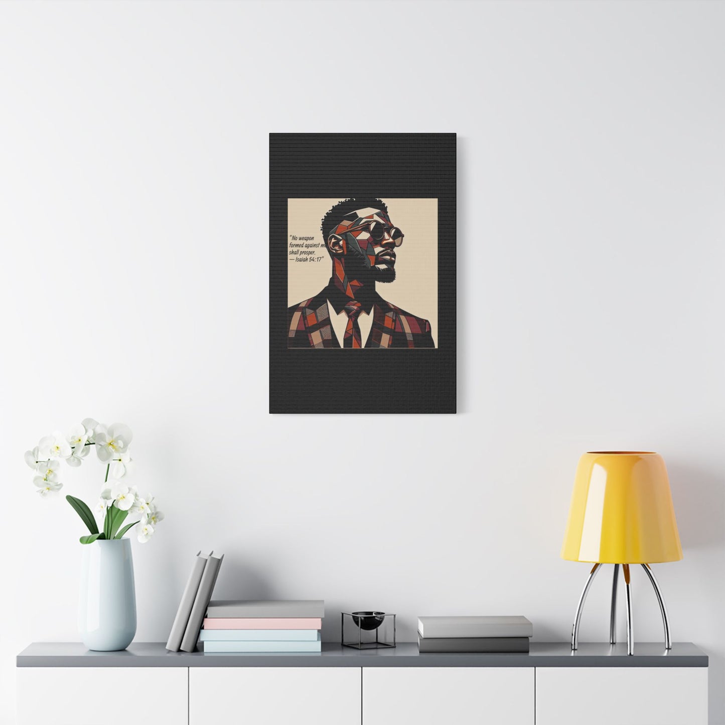Afro Art Print Canvas, Wall Decor, Satin Stretched Canvas, African American Art, Office Decor, Home Decor - Isaiah 54:17