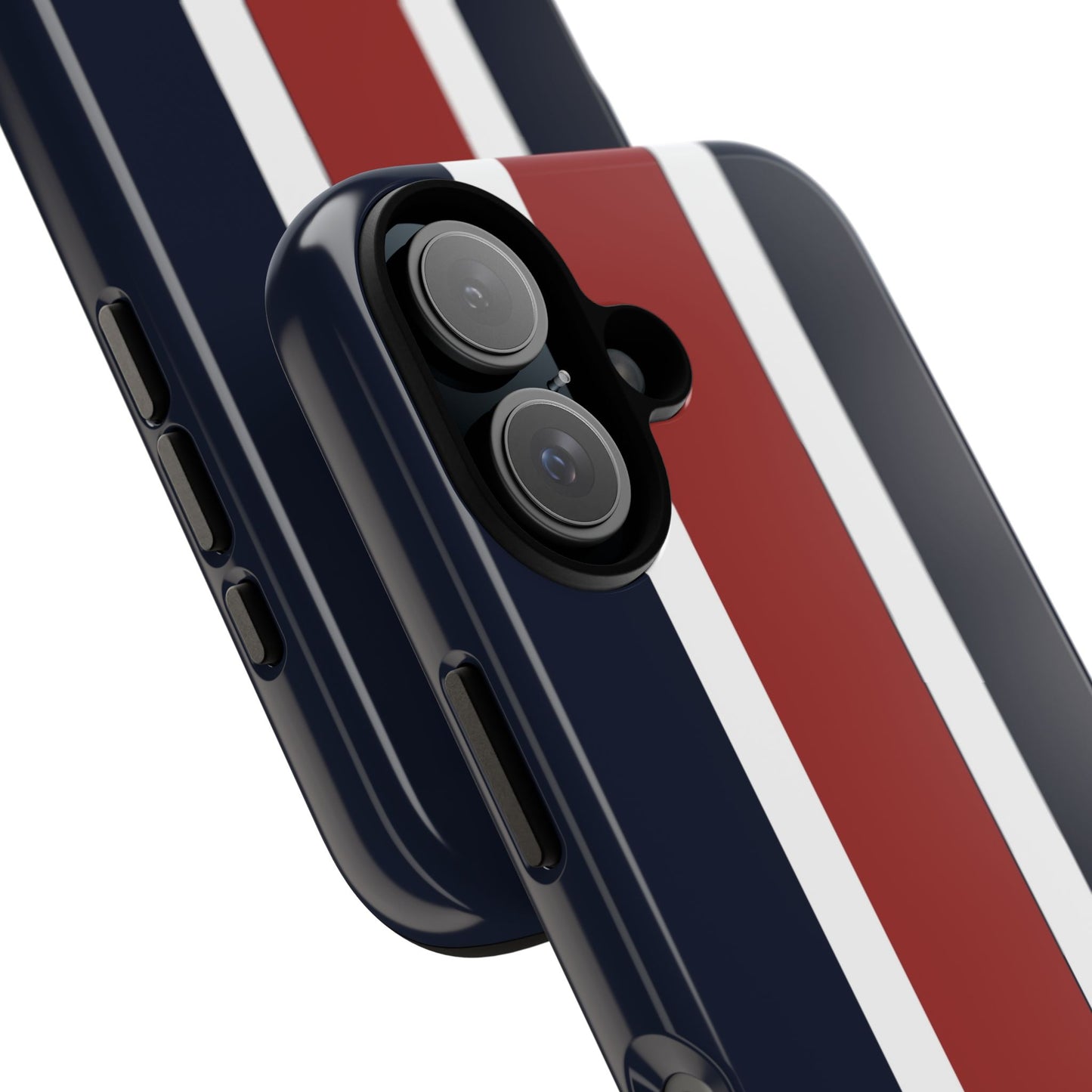 Lunar Midnight & Red-White Striped Stylish Phone Case - Tough Cases, Custom iPhone Cover, Sleek Phone Accessories, Gifts for Him/Her