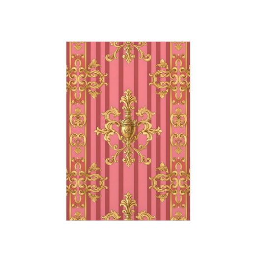 Foam Board Wall Art, Elegant Pink and Gold Decor, Vintage Style Home Decoration, Floral Wall Decor, Art for Living Room - Pink Striped Gold Baroque