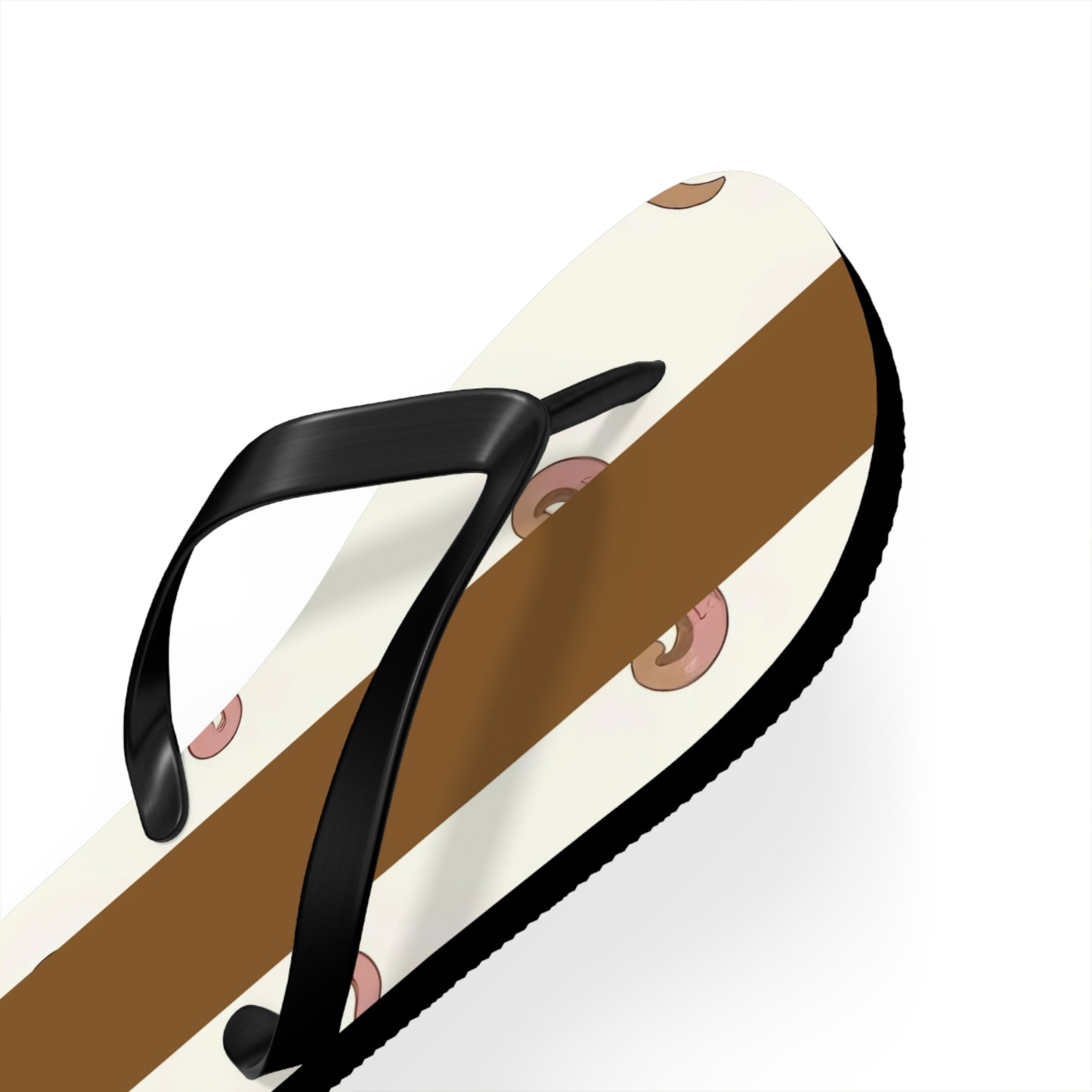 Stylish Flip Flops - Summer Footwear, Beach Ready, Vacation Essentials, Casual Sandals, Gift for Her - Brown Striped Pink Arabesque