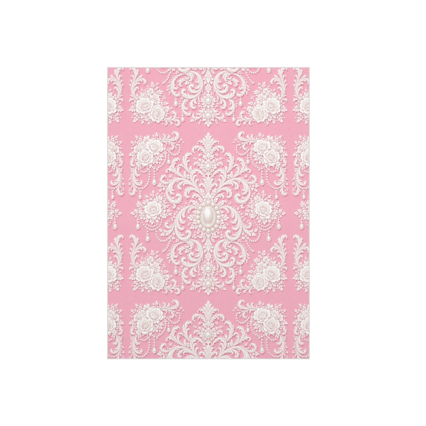 Pink Rococo Pearl Foam Board Wall Art — Elegant Vintage Floral Accent