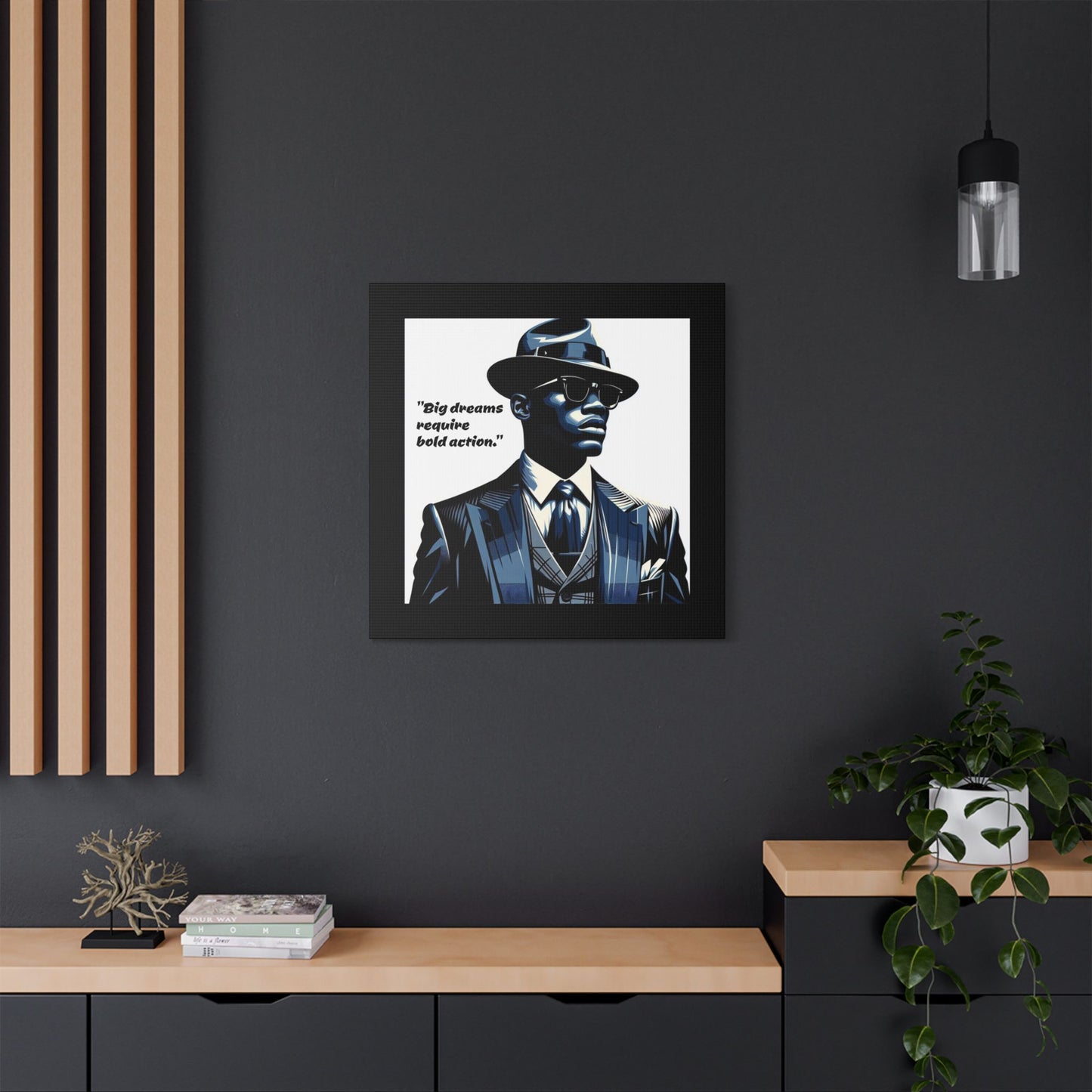 Afro Art Print Canvas, Wall Decor, Satin Stretched Canvas, African American Art, Office Decor, Home Decor - "Big dreams require bold action."