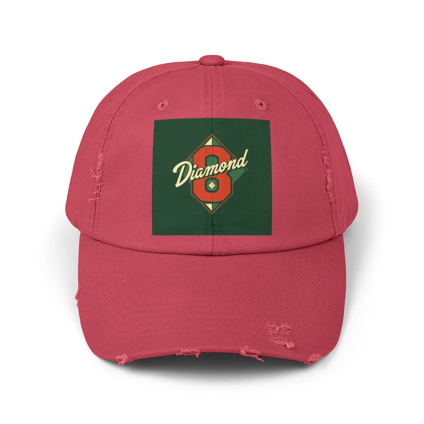Unisex Distressed Cap - Vintage Baseball Style Hat, Cool Casual Headwear - Diamond 8