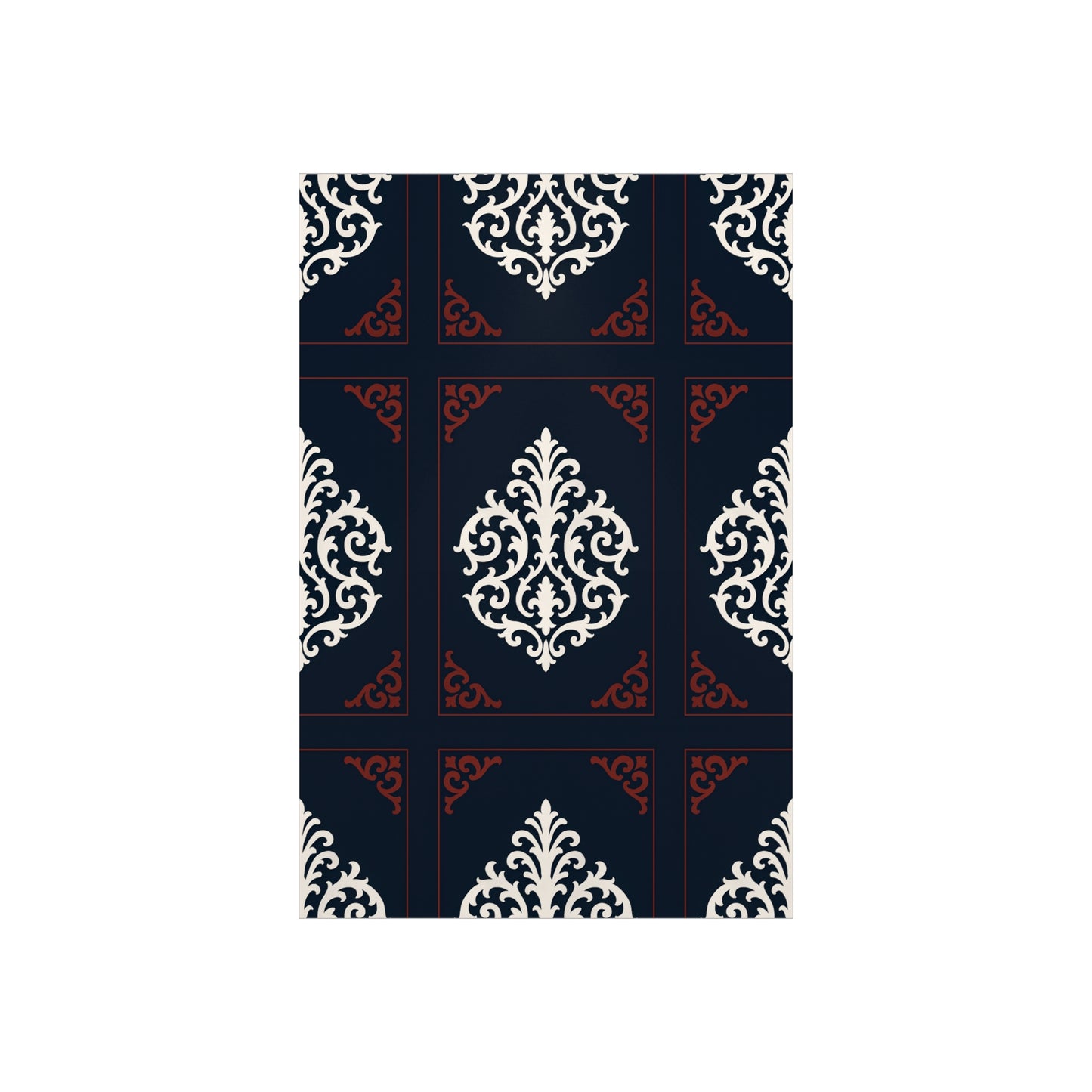 Dusk Blue-Maroon & White Baroque Foam Board Wall Art — Blue, White & Maroon Pattern