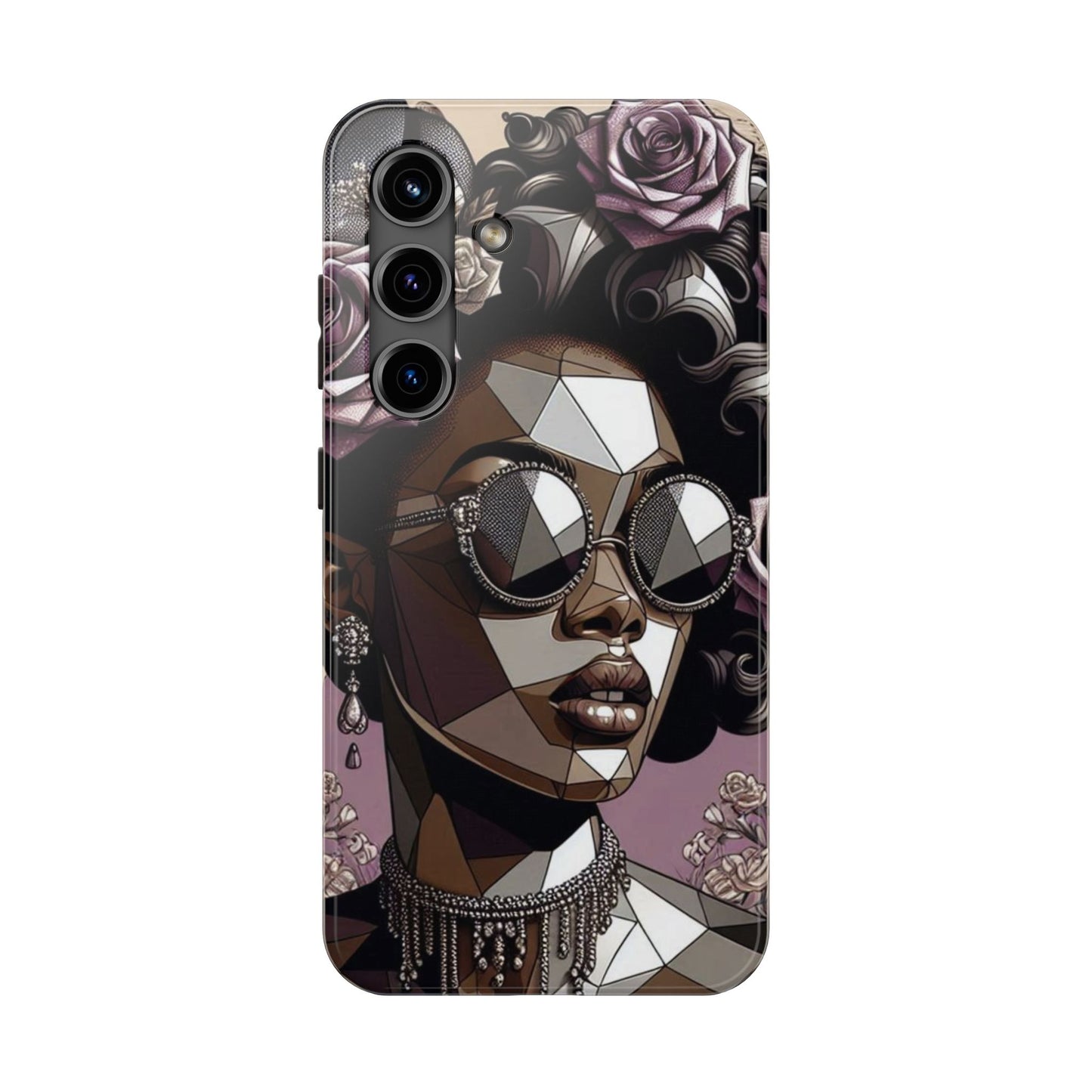 Chic Geometric Phone Case, Stylish Tough Case for Women, Unique Gift, Floral Design, Modern Accessories for Everyday Use - Lilac Baroque Lady