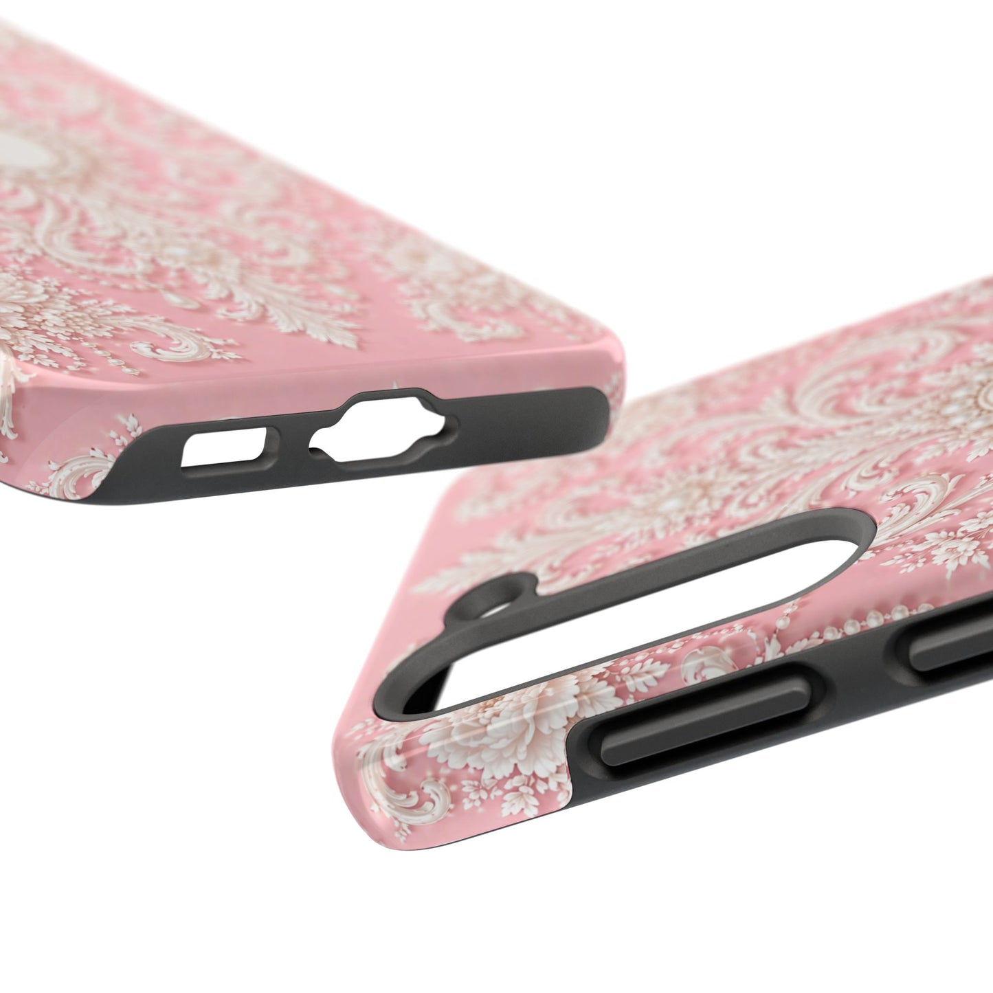 Pink Rococo Elegant Floral Tough Phone Case - Pink Vintage Design