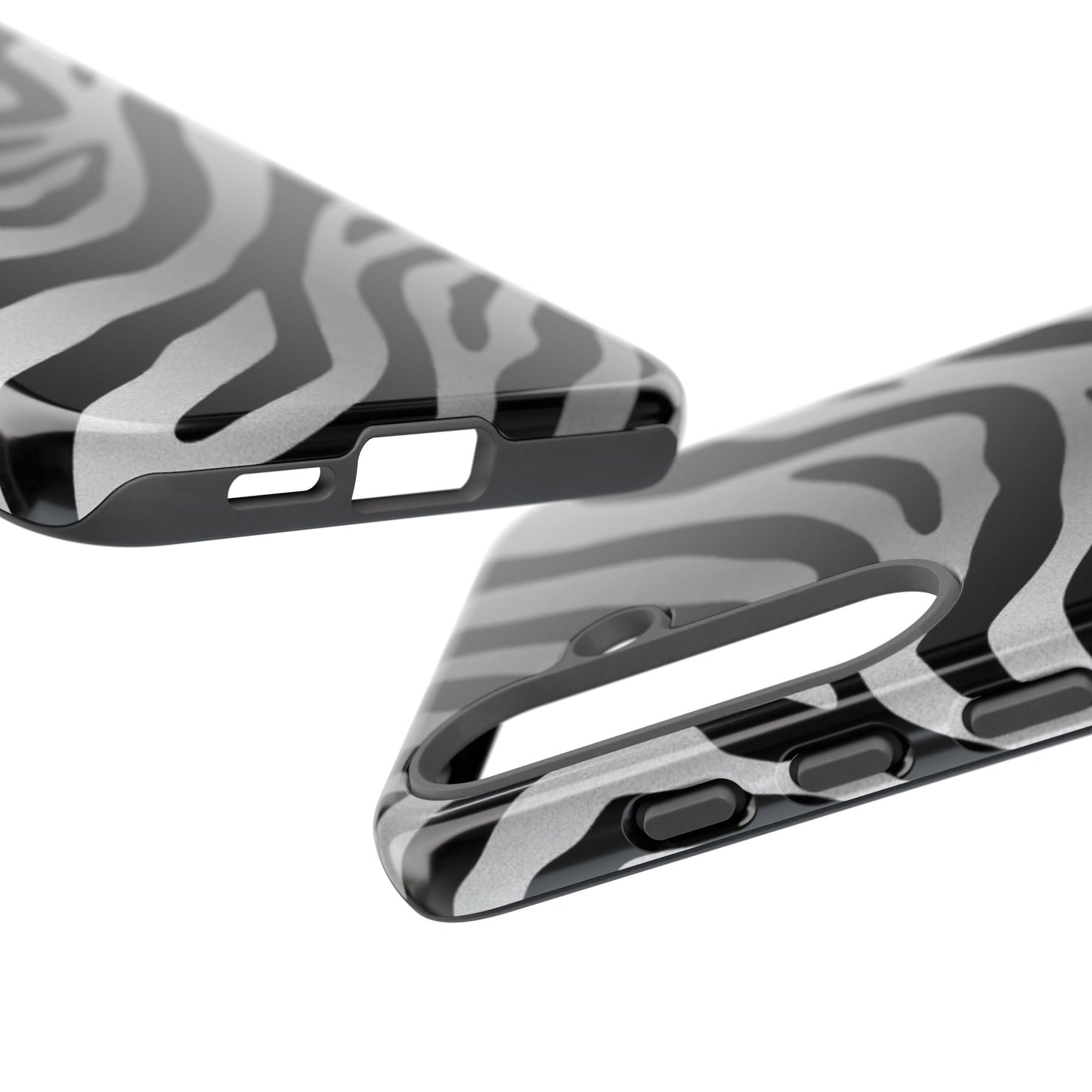 Zebra Print Tough Phone Case - Silver