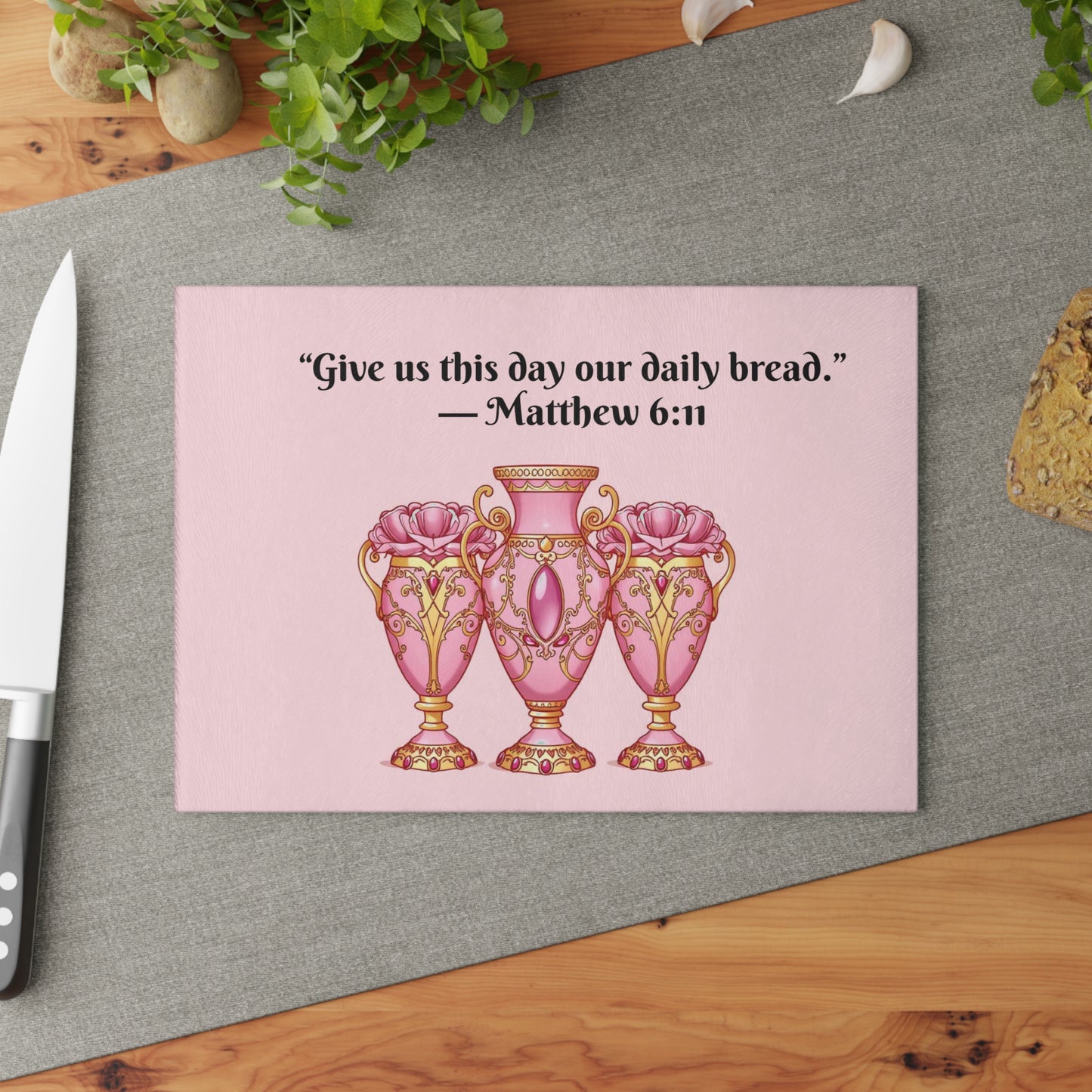 Elegant Glass Cutting Board with Inspirational Quote, Kitchen Decor, Wedding Gift, Housewarming Gift, Custom Cutting Board - 6:11