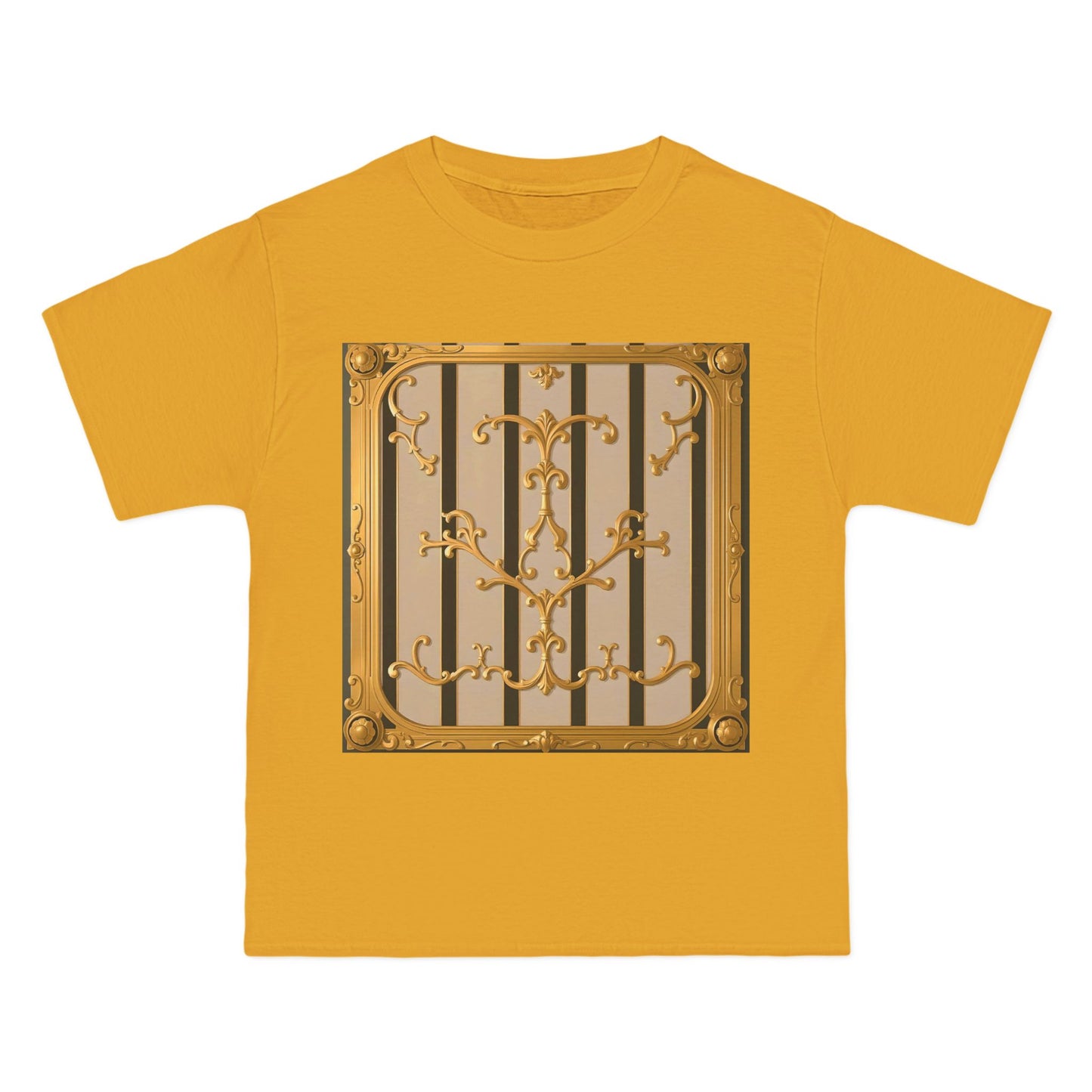 Beefy-T® Unisex Short-Sleeve T-Shirt - Beige Striped Gold Rococo