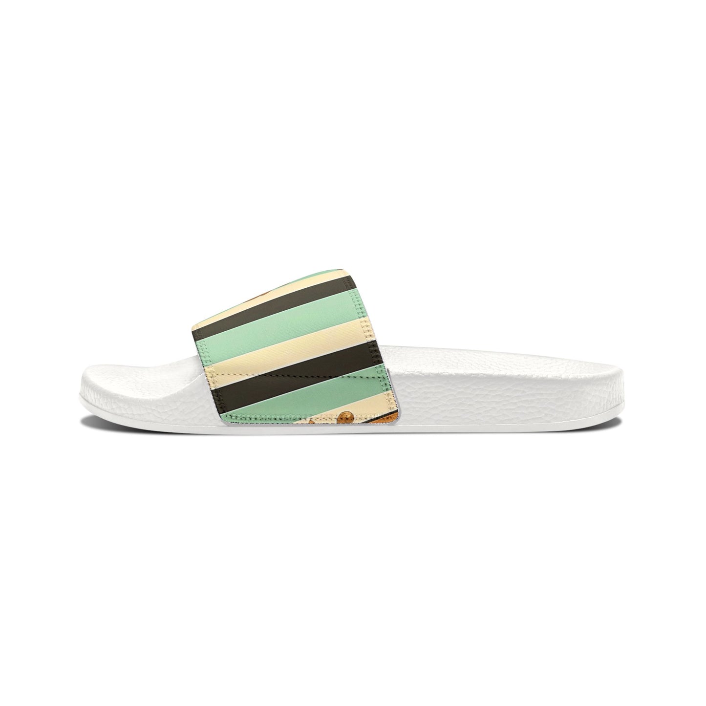 Chic Removable-Strap Sandals for Women, Summer Footwear, Beach Slides, Casual Slippers, Vacation Essentials - Black & Matte Mint Striped Rococo