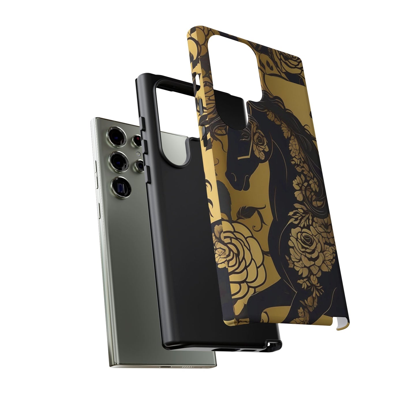 Phone Case - Elegant Horse & Roses Design